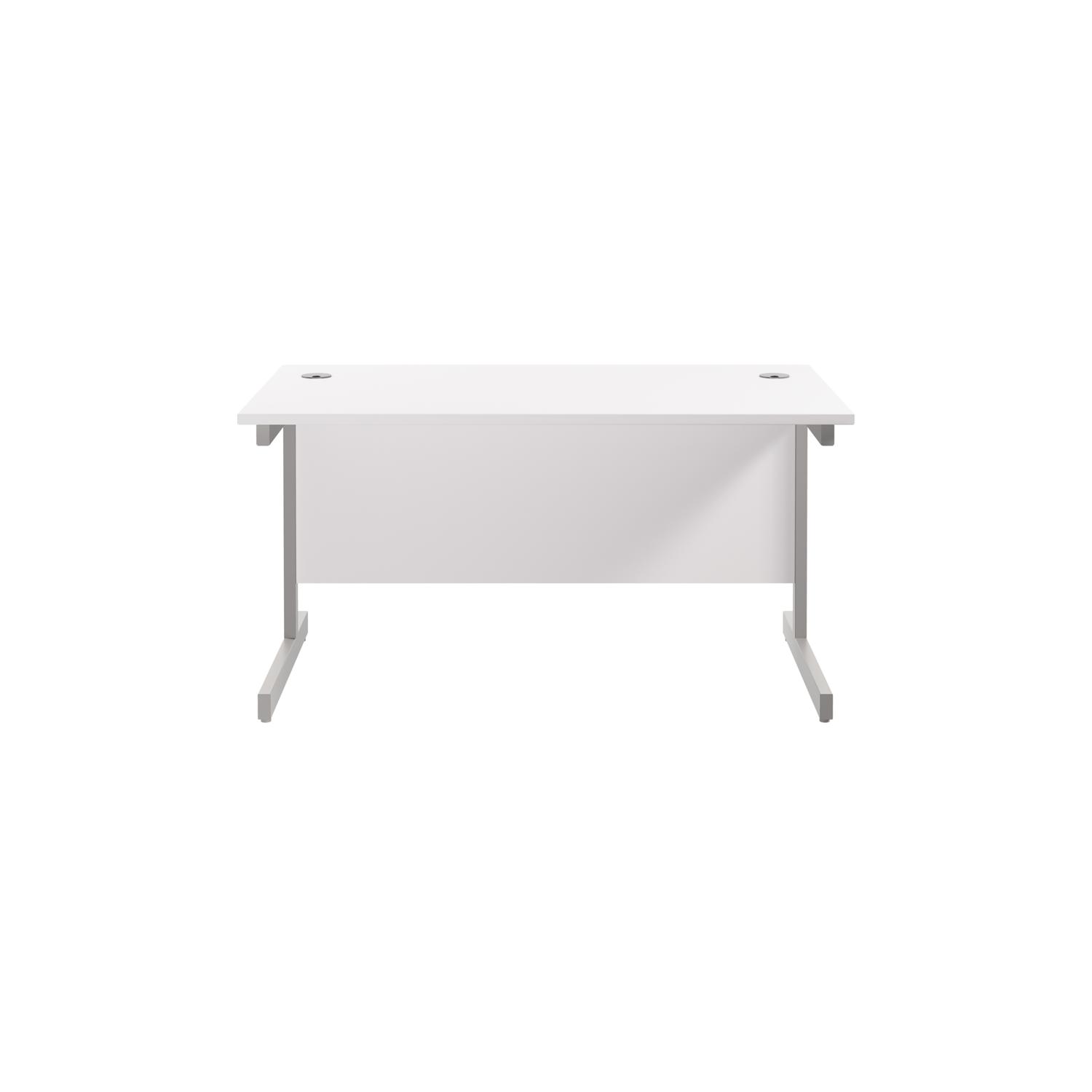 Single Upright Rectangular Desk: 800mm Deep  1400 X 800 White/Silver