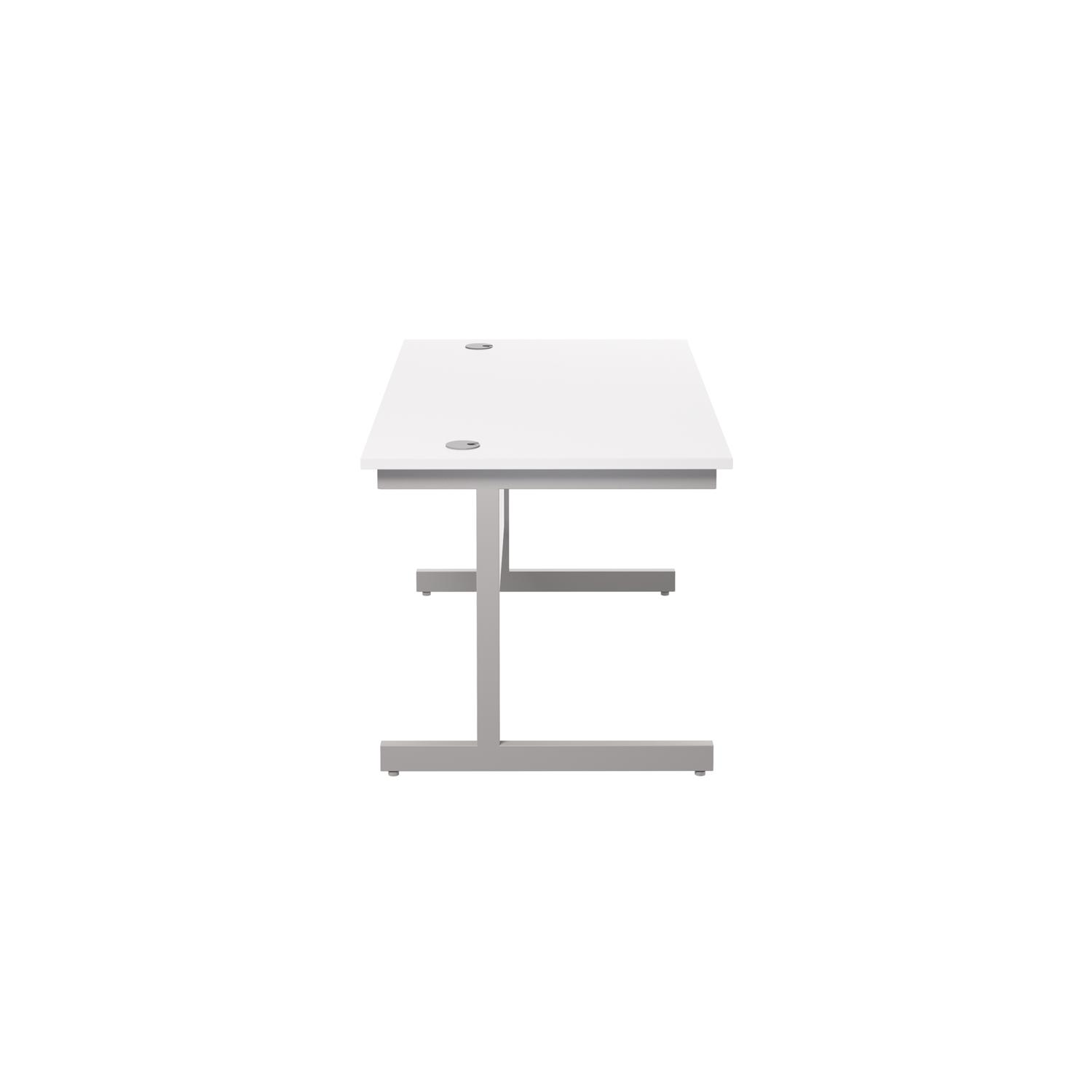 Single Upright Rectangular Desk: 800mm Deep  1400 X 800 White/Silver