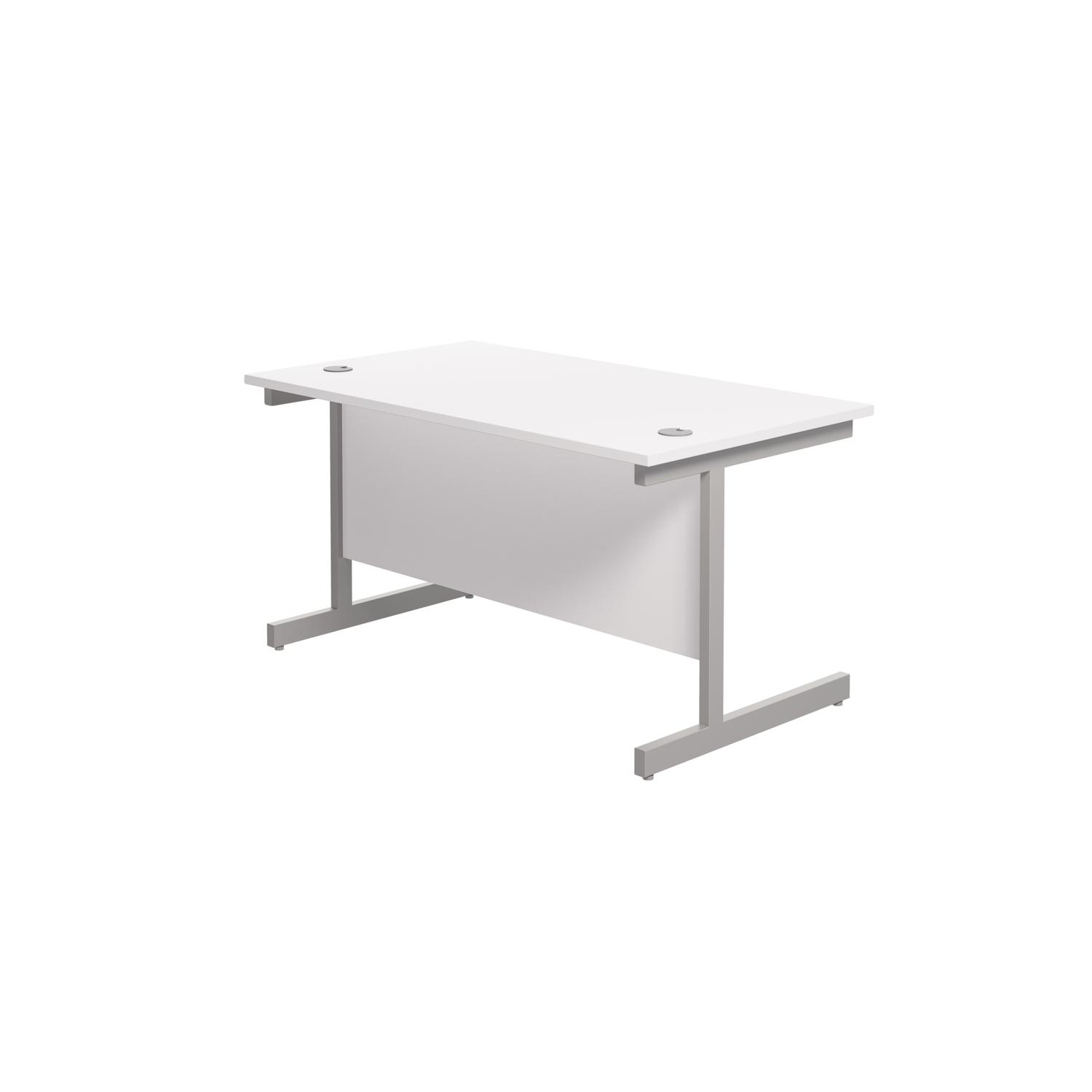 Single Upright Rectangular Desk: 800mm Deep  1400 X 800 White/Silver