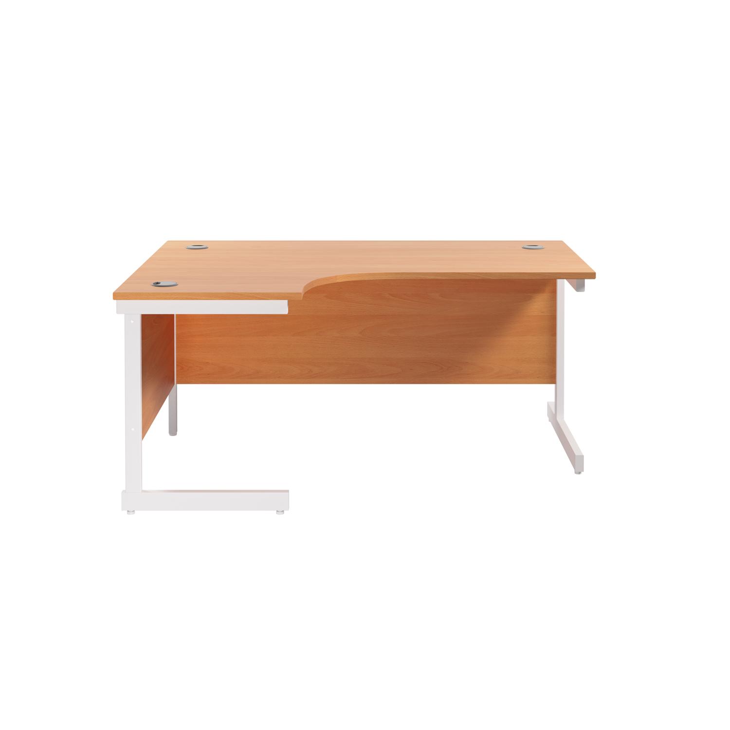 Single Upright Left Hand Radial Desk  1600 X 1200 Beech/White