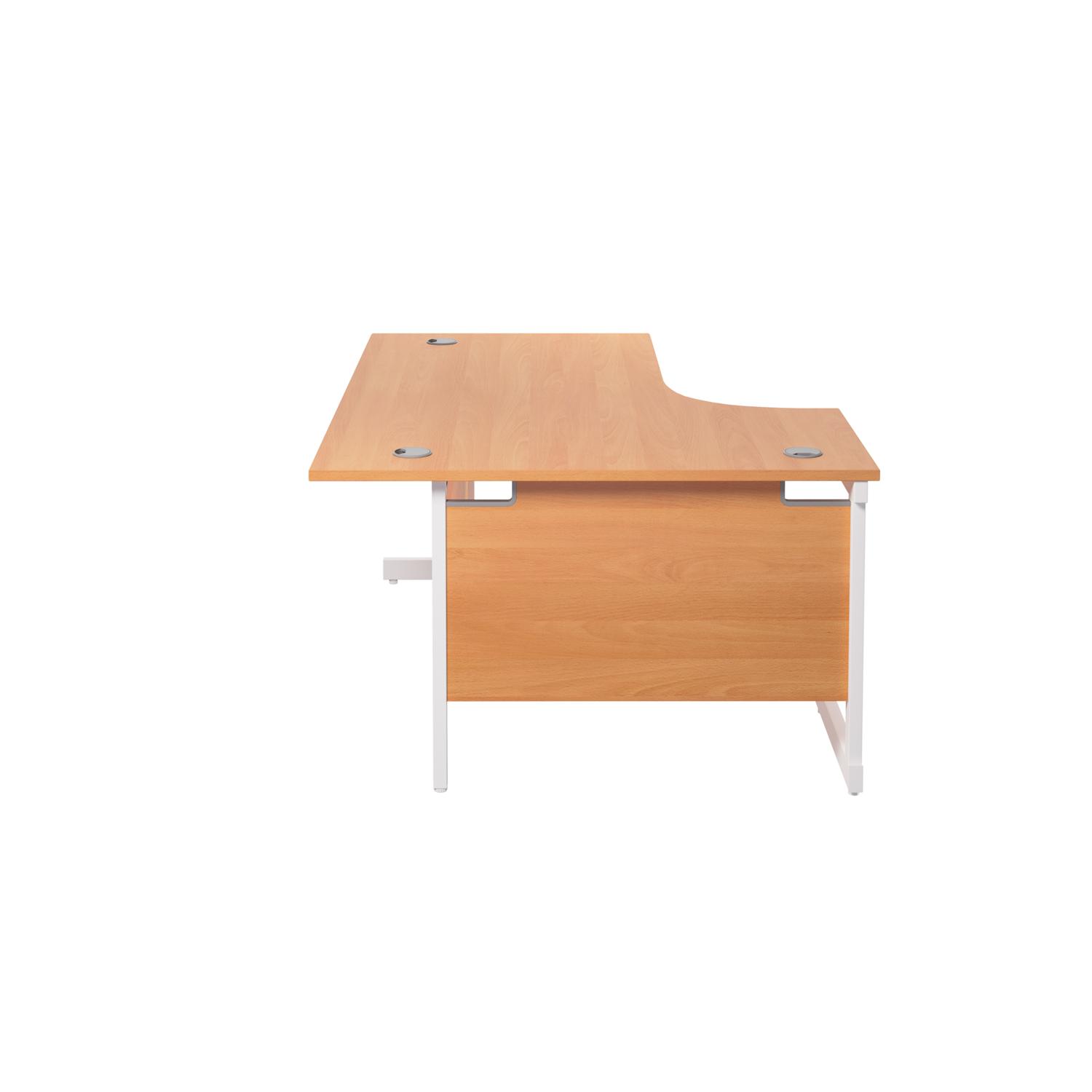 Single Upright Left Hand Radial Desk  1600 X 1200 Beech/White