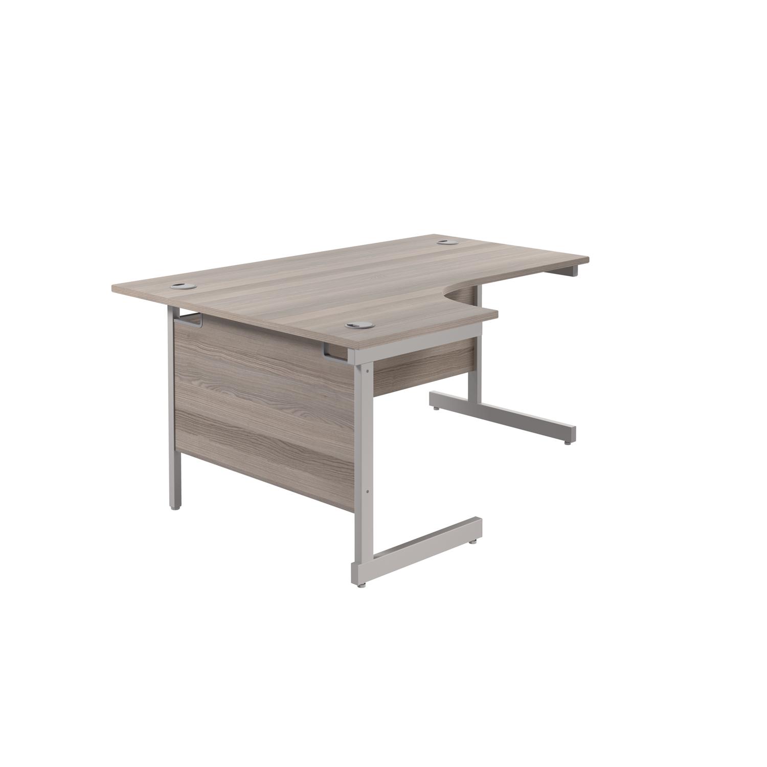 Single Upright Left Hand Radial Desk  1600 X 1200 Grey Oak/Silver