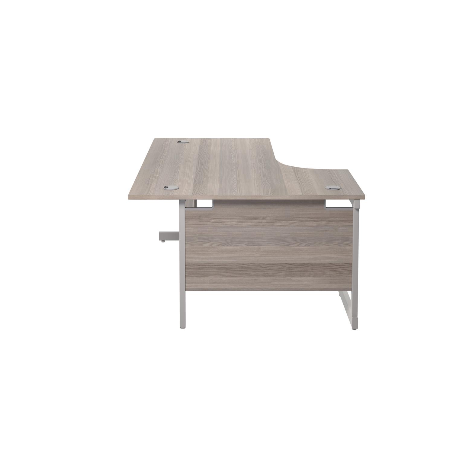Single Upright Left Hand Radial Desk  1600 X 1200 Grey Oak/Silver