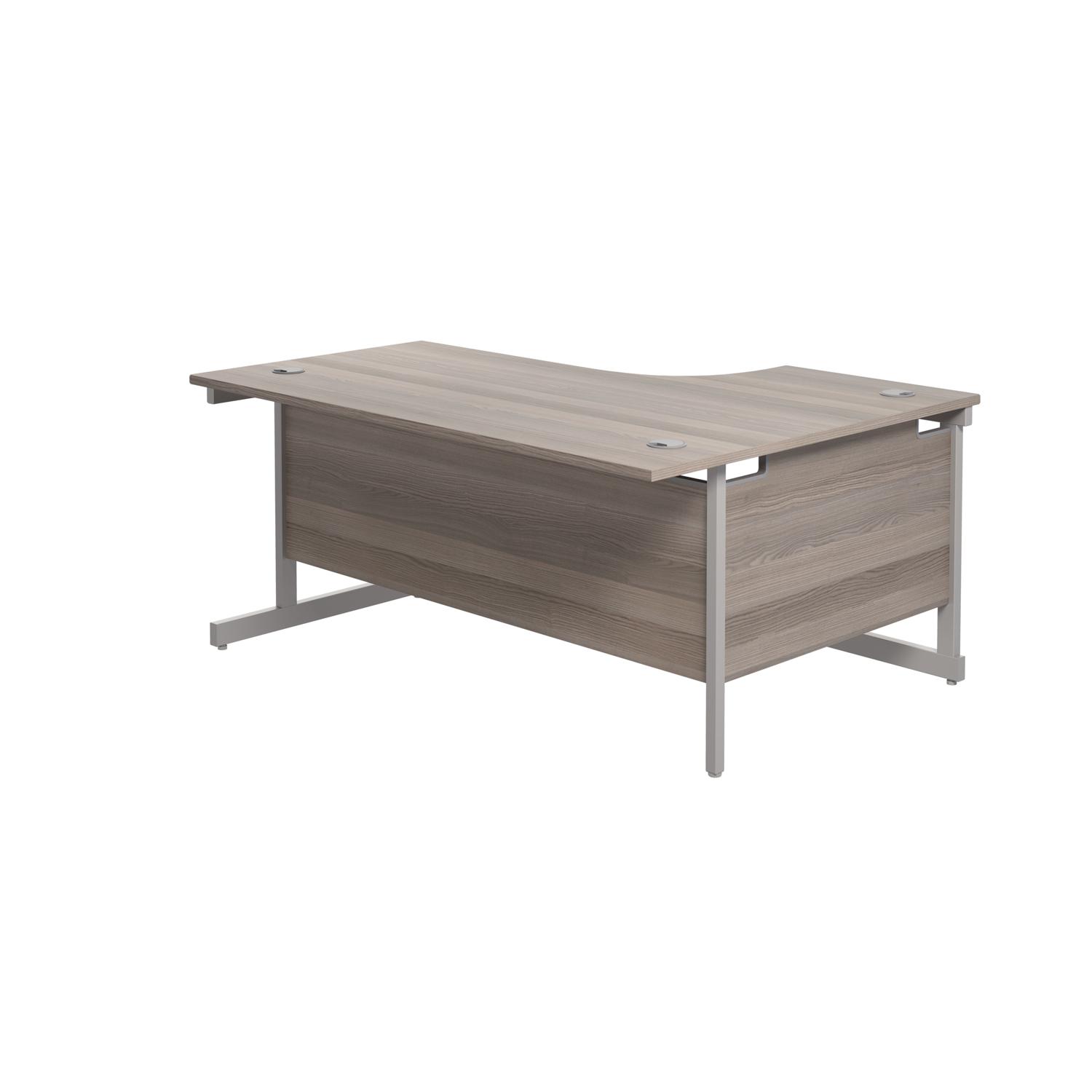 Single Upright Left Hand Radial Desk  1600 X 1200 Grey Oak/Silver