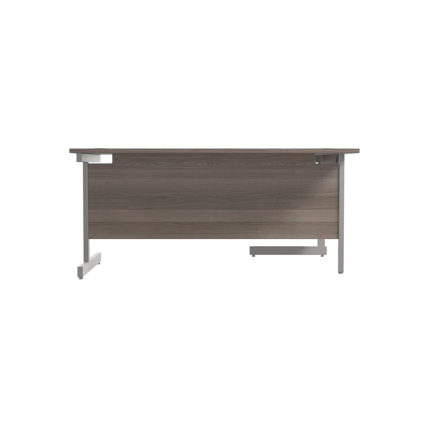 Single Upright Left Hand Radial Desk  1600 X 1200 Grey Oak/Silver