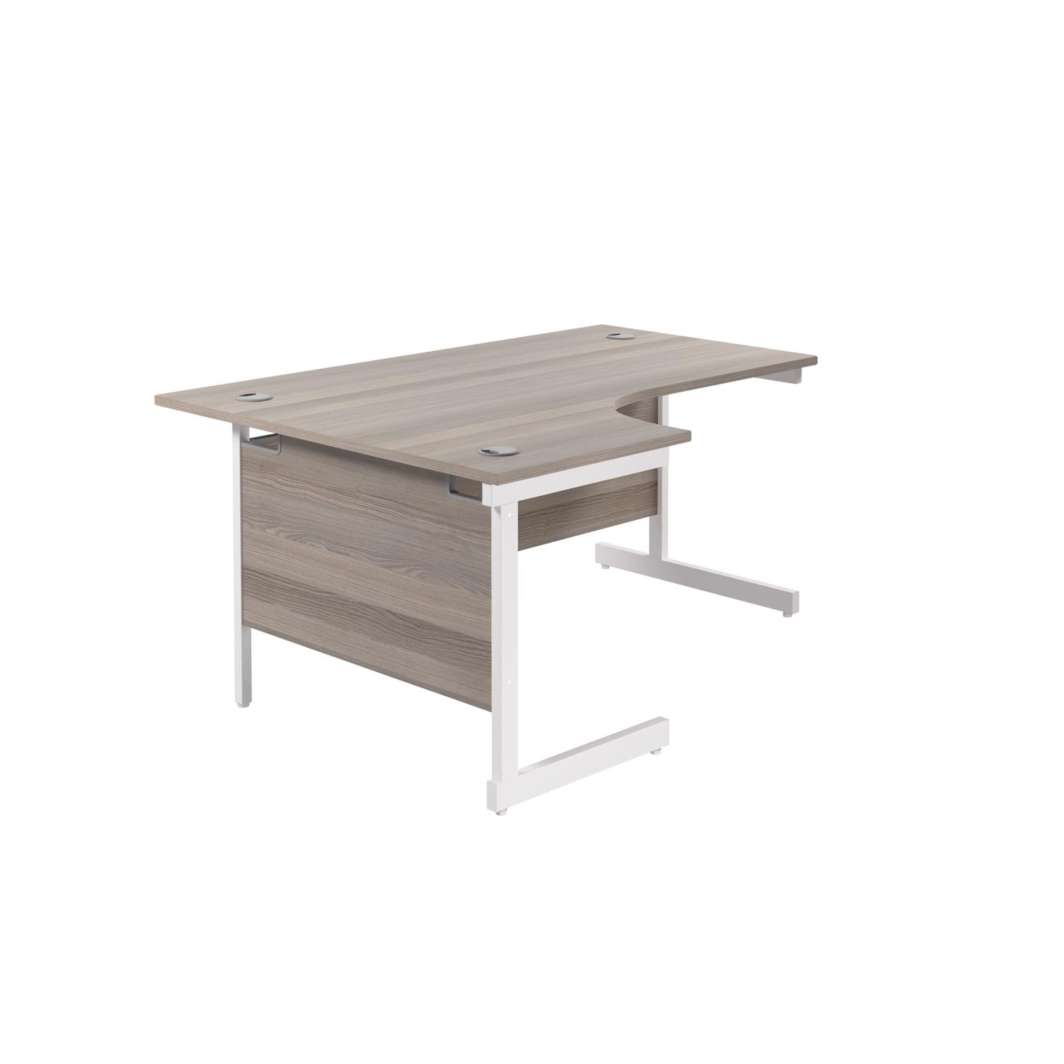 Single Upright Left Hand Radial Desk  1600 X 1200 Grey Oak/White