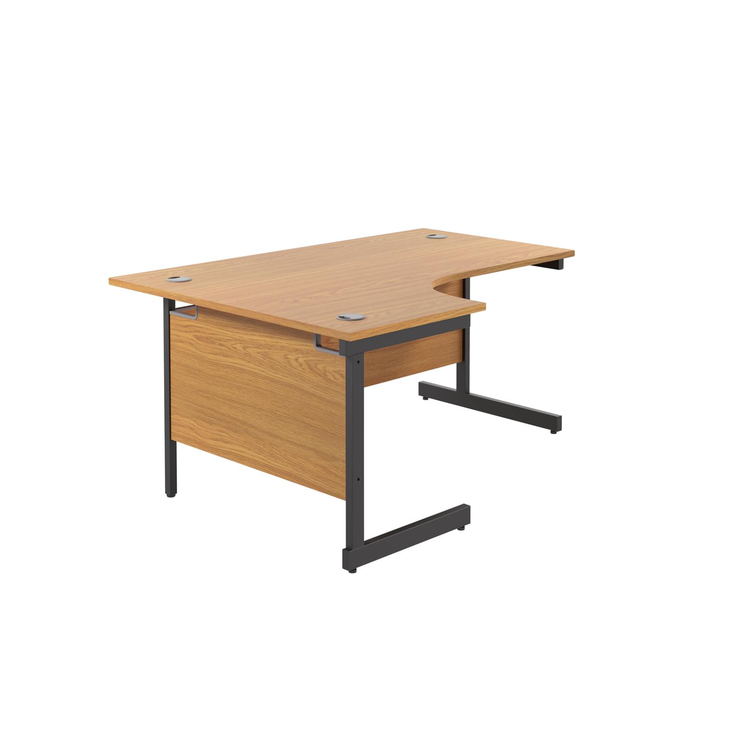 Single Upright Left Hand Radial Desk  1600 X 1200 Nova Oak/Black