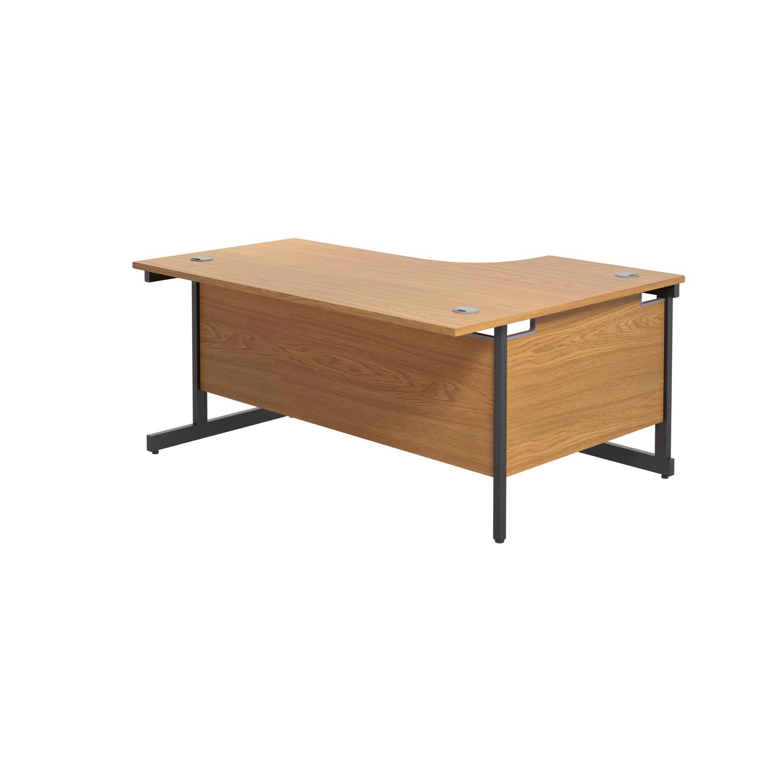 Single Upright Left Hand Radial Desk  1600 X 1200 Nova Oak/Black