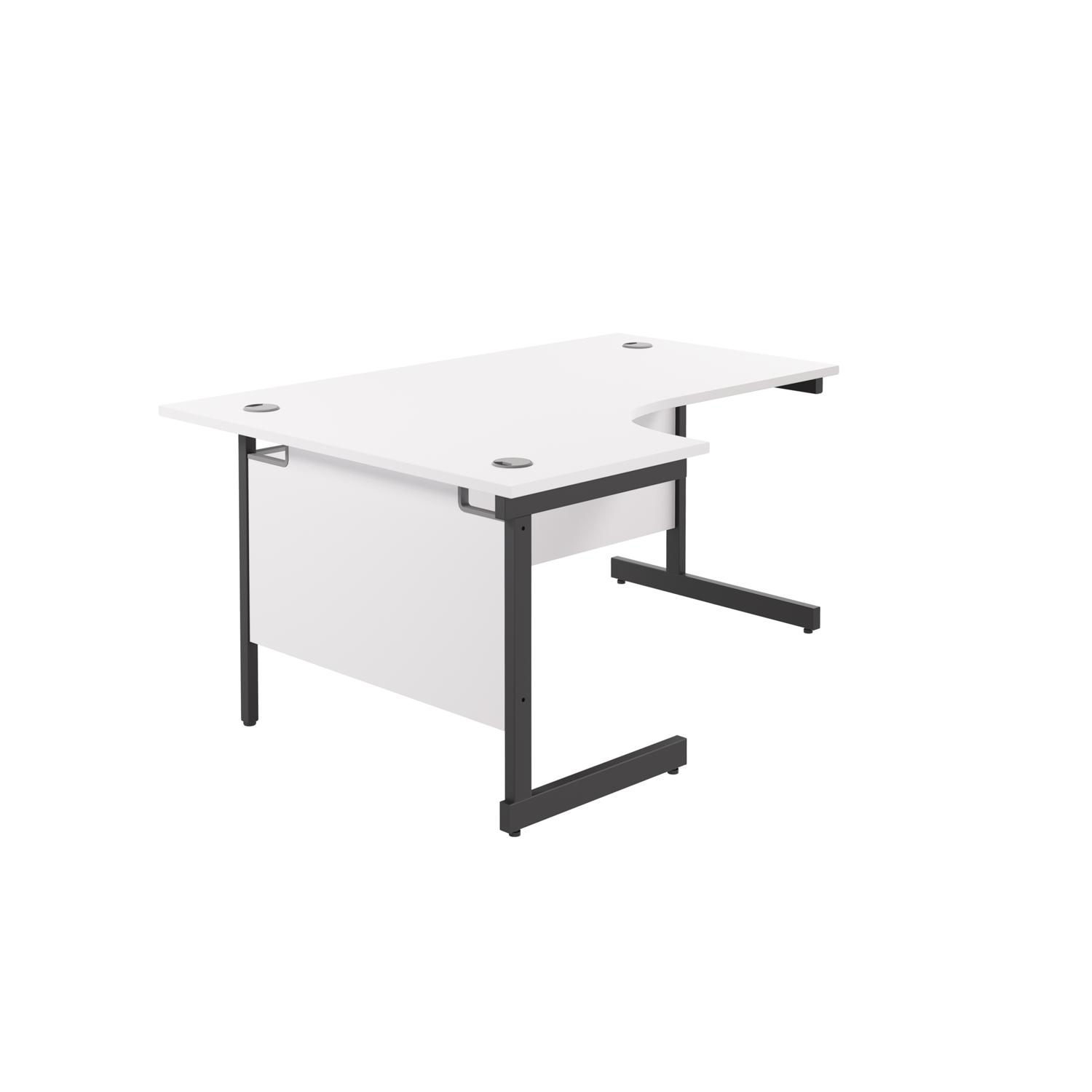 Single Upright Left Hand Radial Desk  1600 X 1200 White/Black