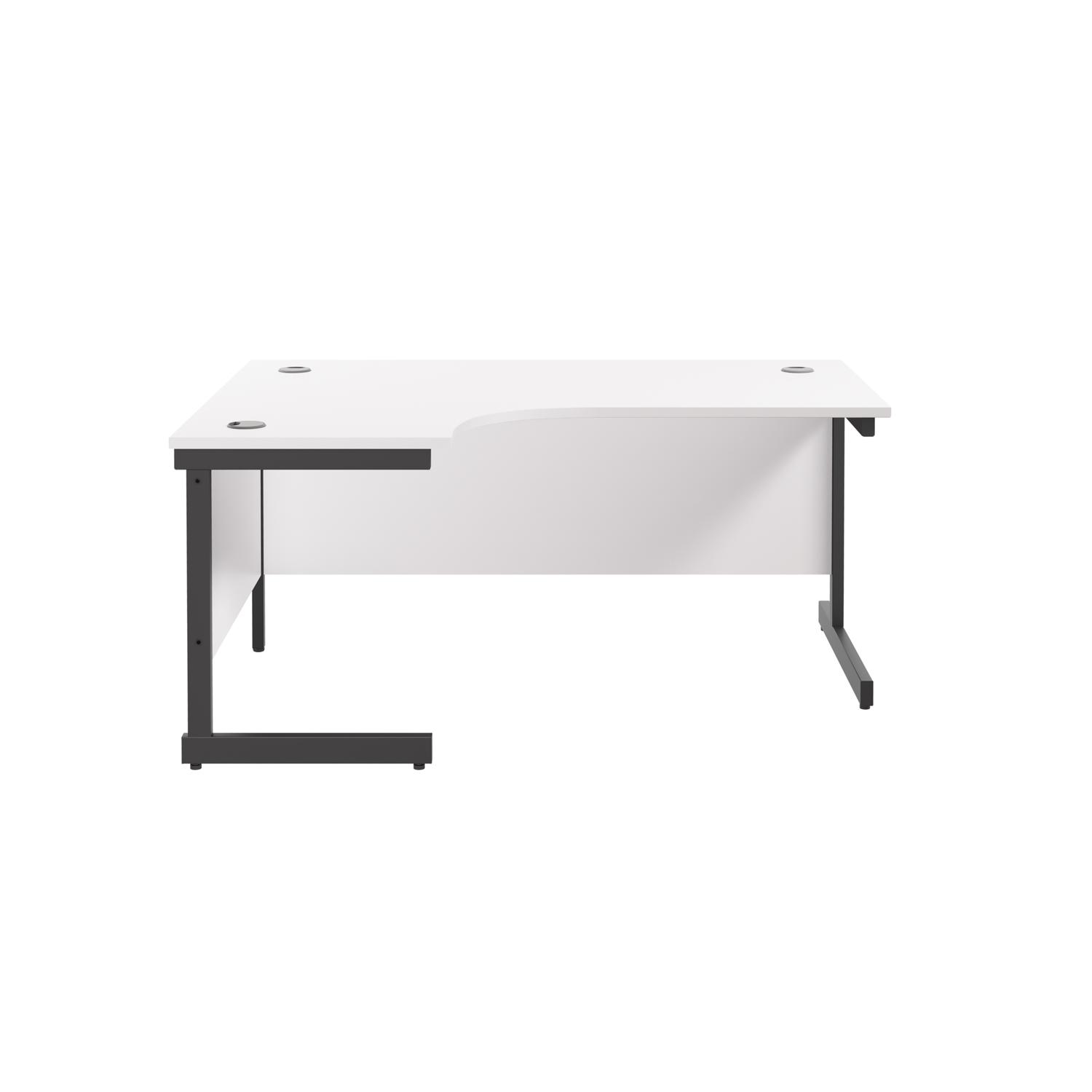 Single Upright Left Hand Radial Desk  1600 X 1200 White/Black