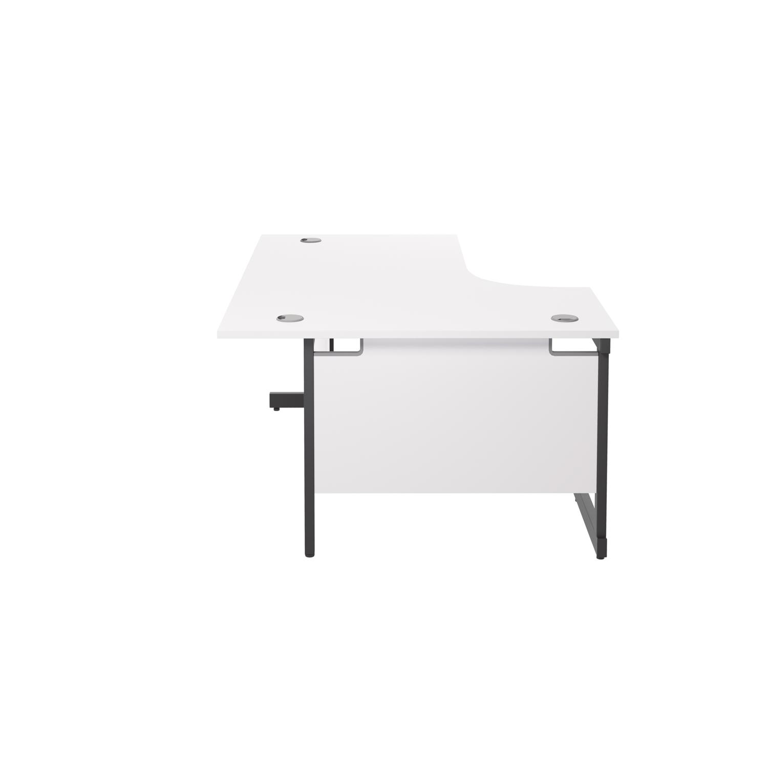 Single Upright Left Hand Radial Desk  1600 X 1200 White/Black