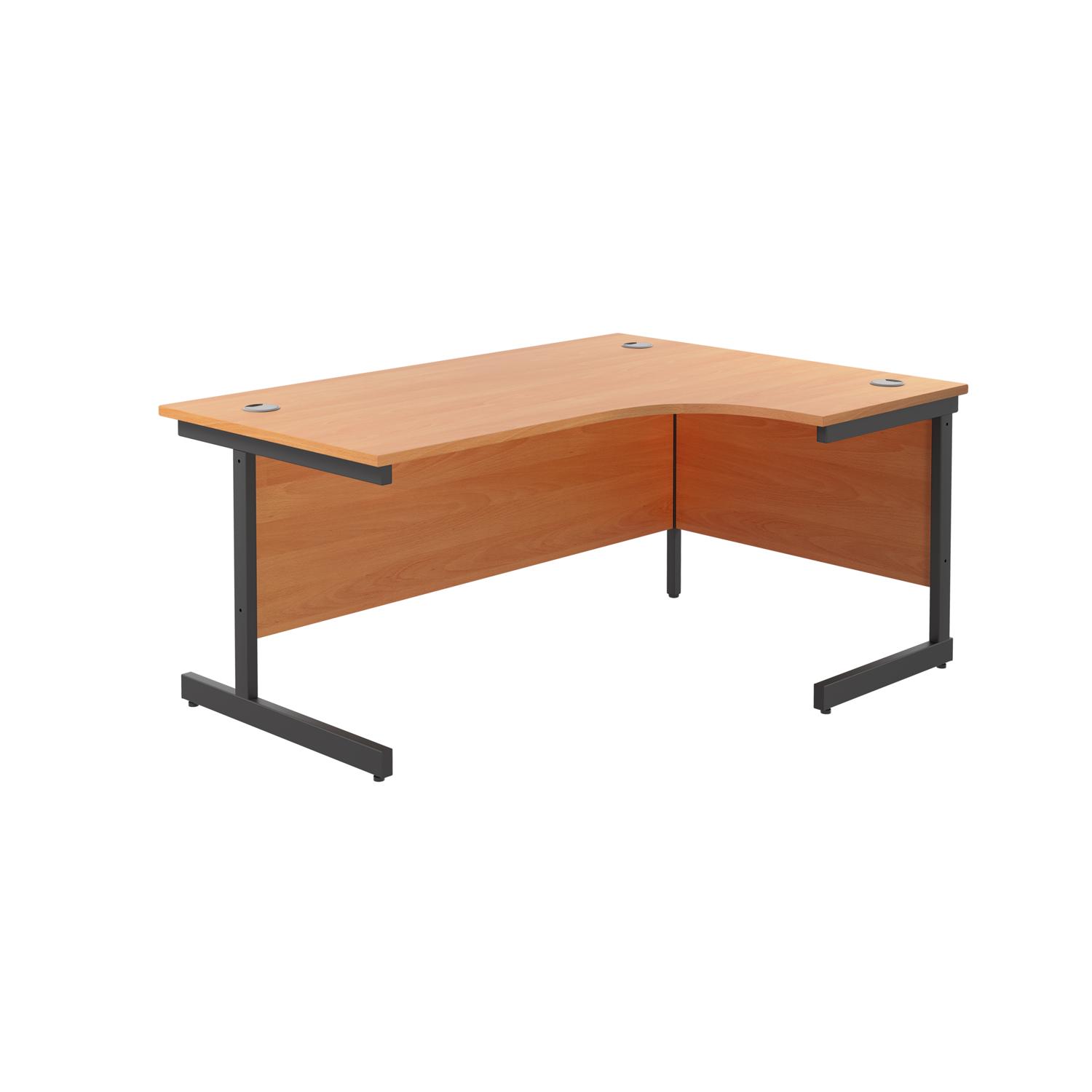 Single Upright Right Hand Radial Desk  1600 X 1200 Beech/Black