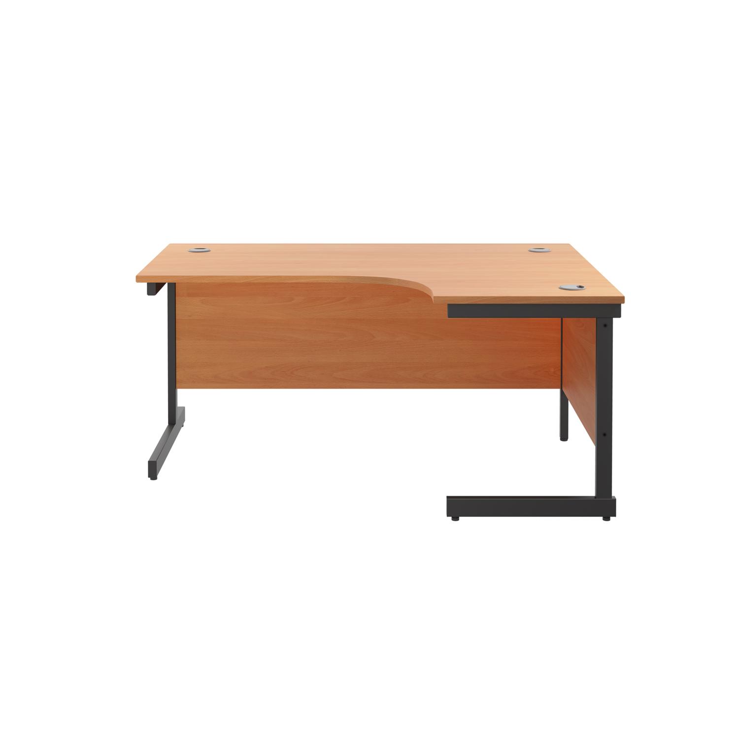 Single Upright Right Hand Radial Desk  1600 X 1200 Beech/Black