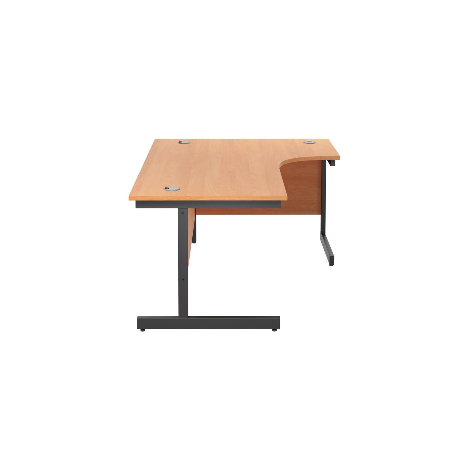 Single Upright Right Hand Radial Desk  1600 X 1200 Beech/Black