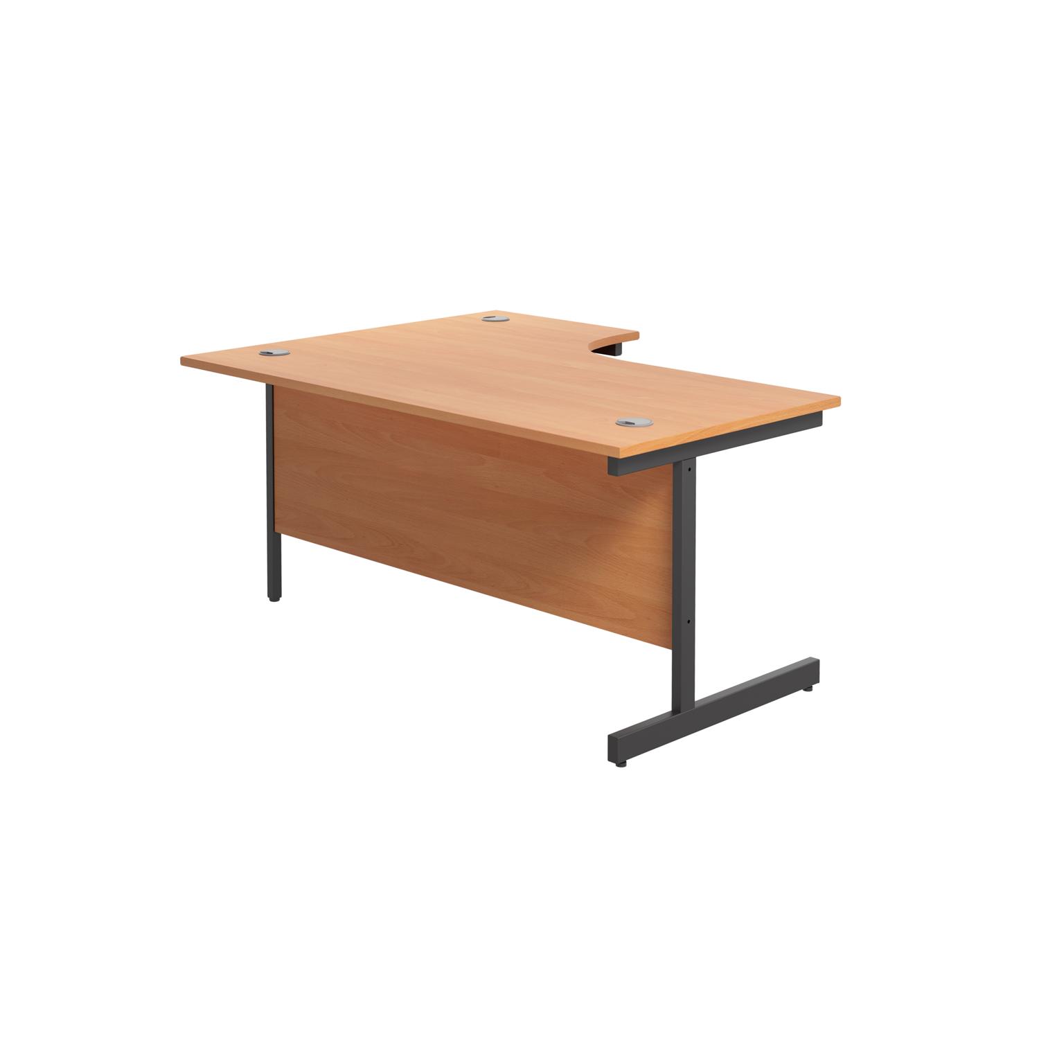 Single Upright Right Hand Radial Desk  1600 X 1200 Beech/Black