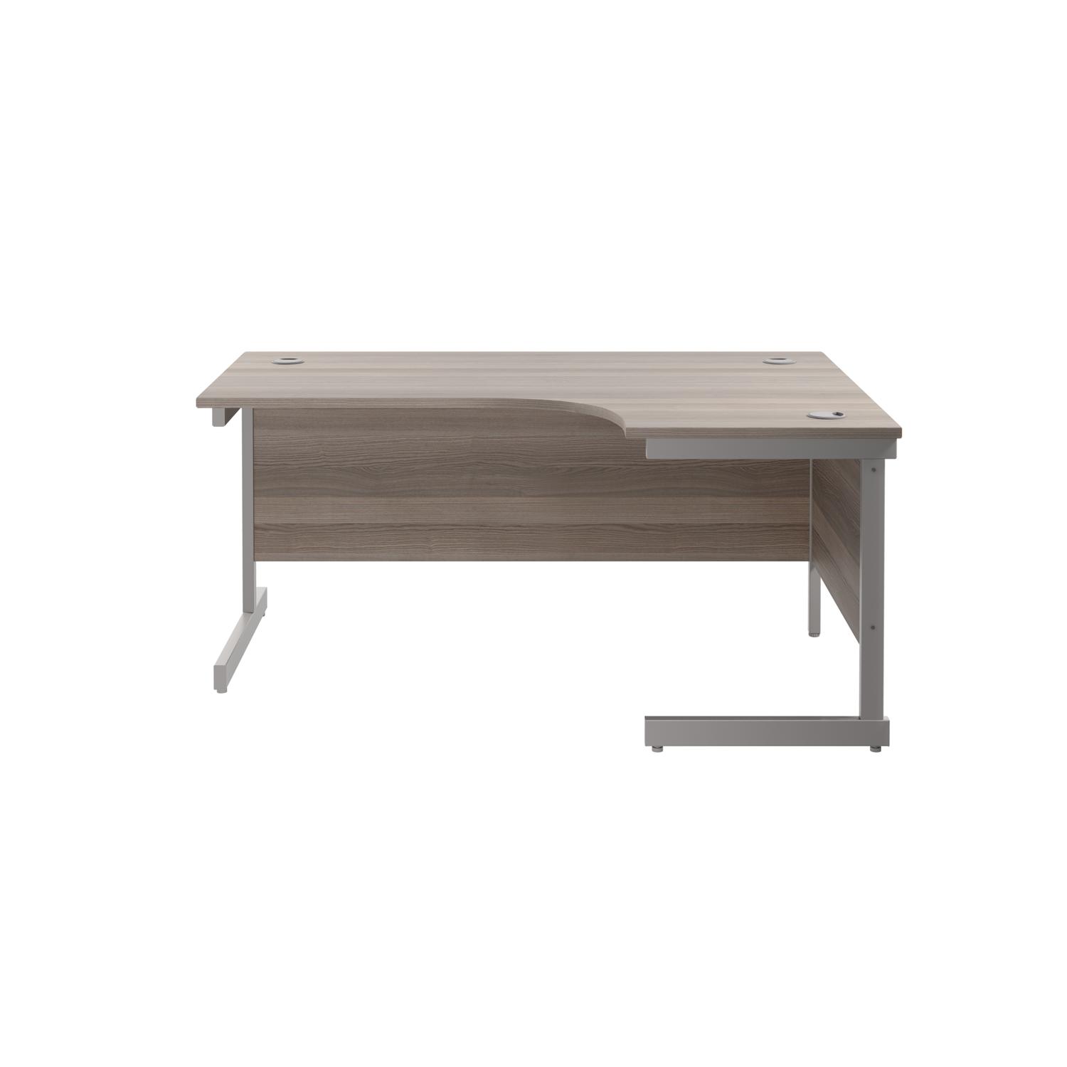 Single Upright Right Hand Radial Desk  1600 X 1200 Grey Oak/Silver