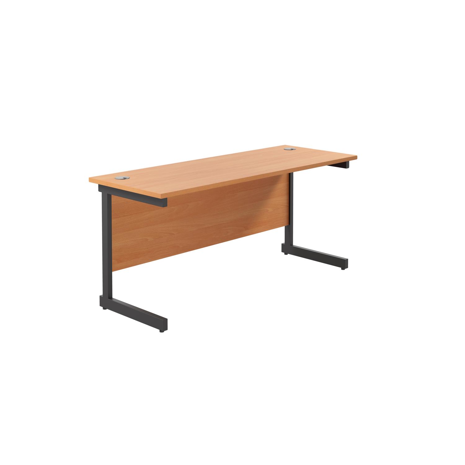 Single Upright Rectangular Desk: 600mm Deep  1600 X 600 Beech/Black