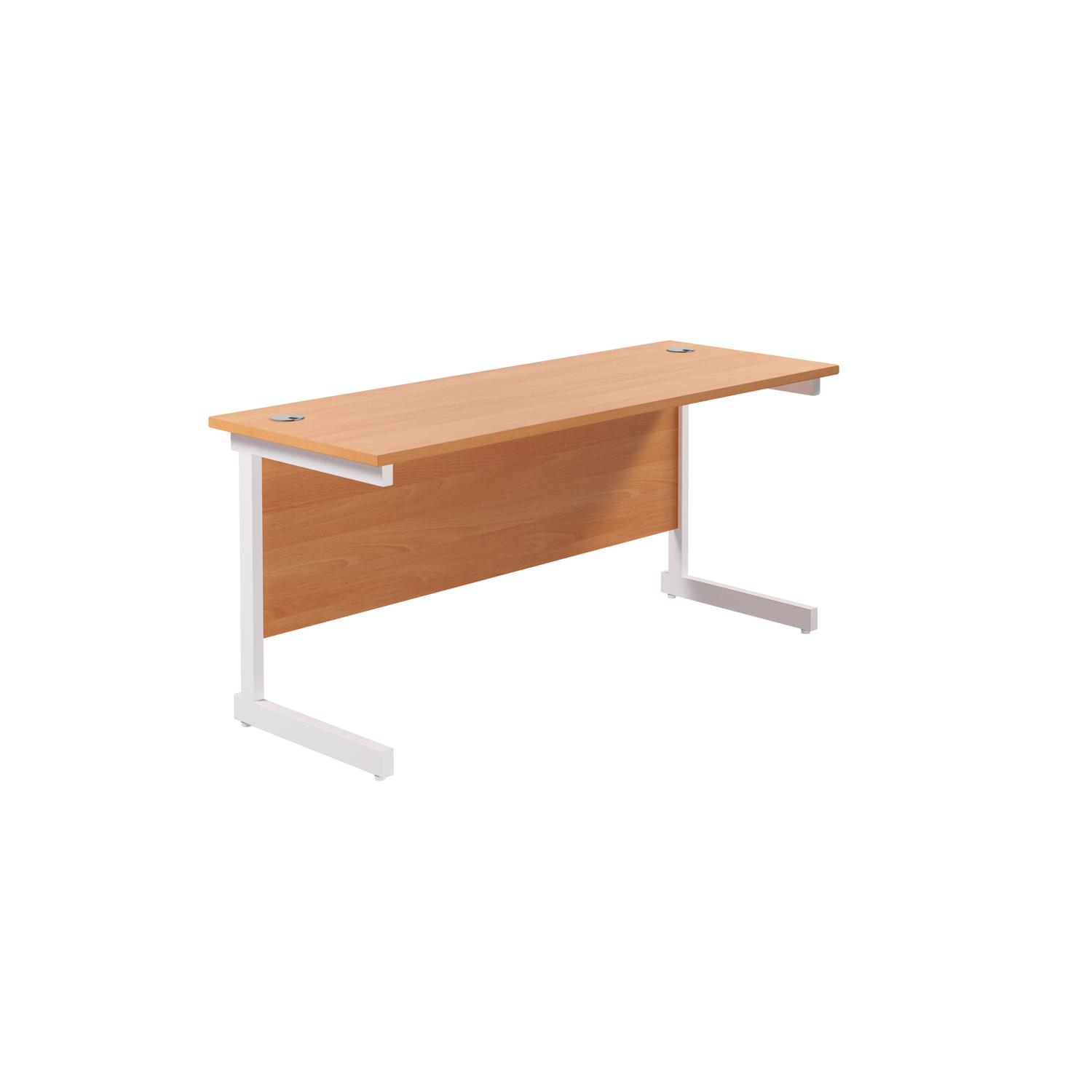 Single Upright Rectangular Desk: 600mm Deep  1600 X 600 Beech/White