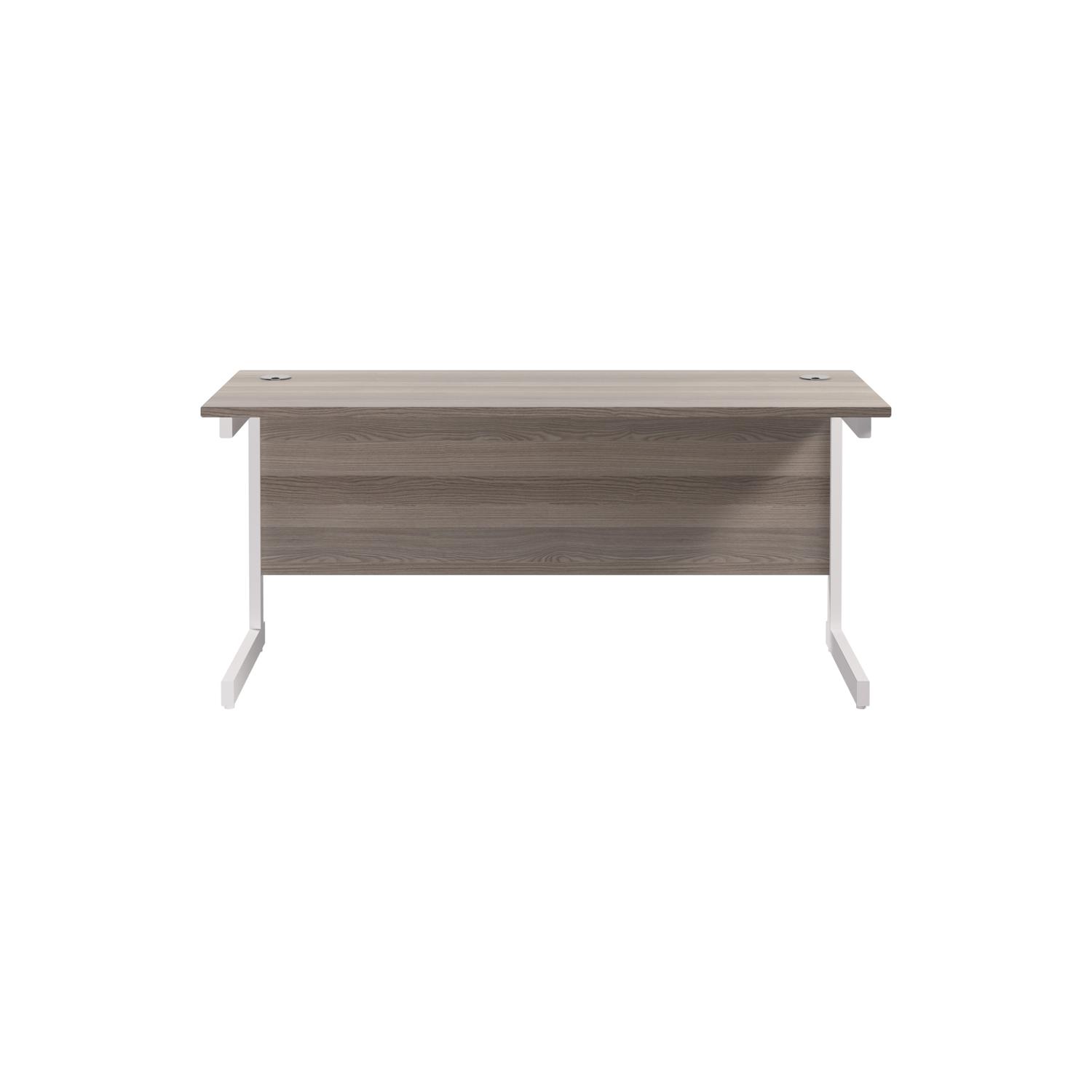 Single Upright Rectangular Desk: 600mm Deep 1600 X 600 Grey Oak/White Single Upright Rectangular Desk: 600mm Deep 1600 X 600 Grey Oak/White