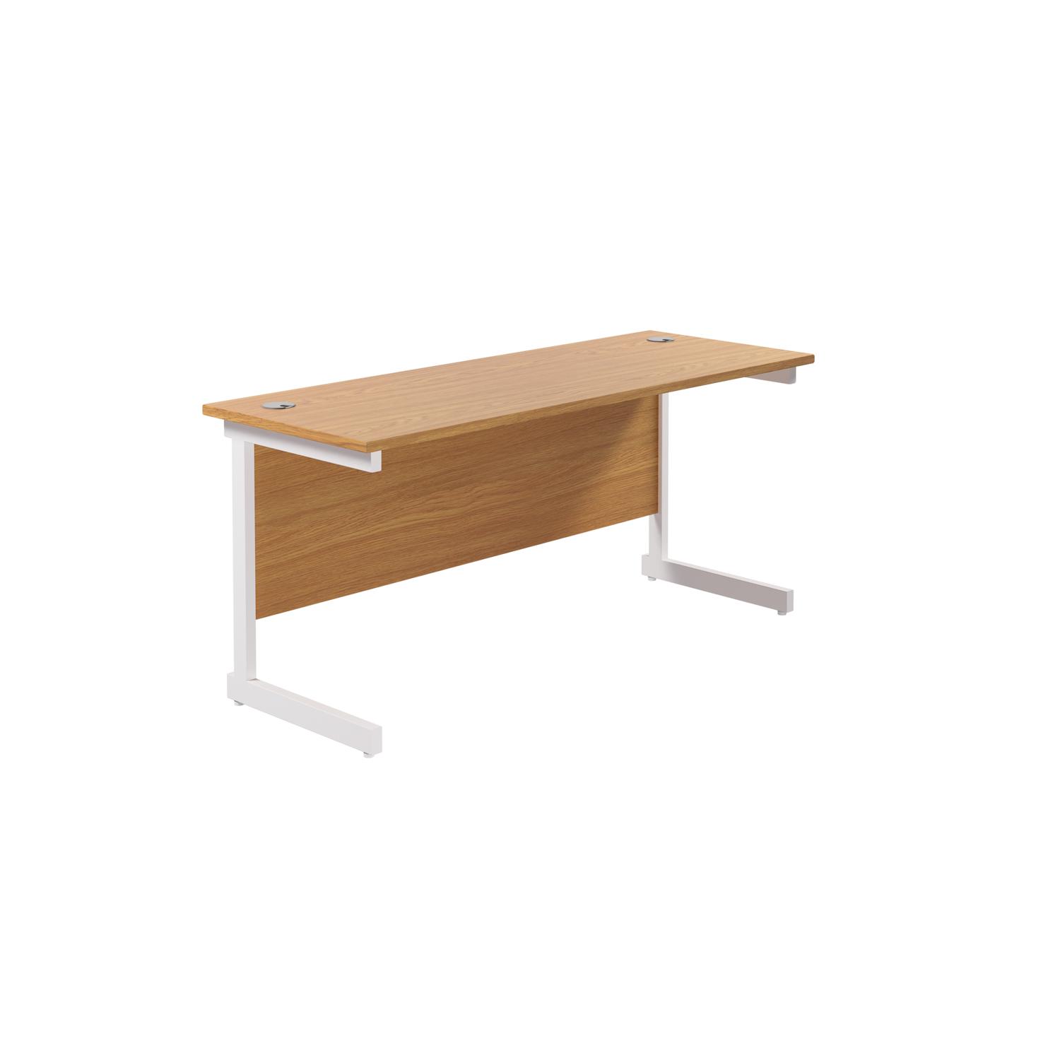 Single Upright Rectangular Desk: 600mm Deep  1600 X 600 Nova Oak/White