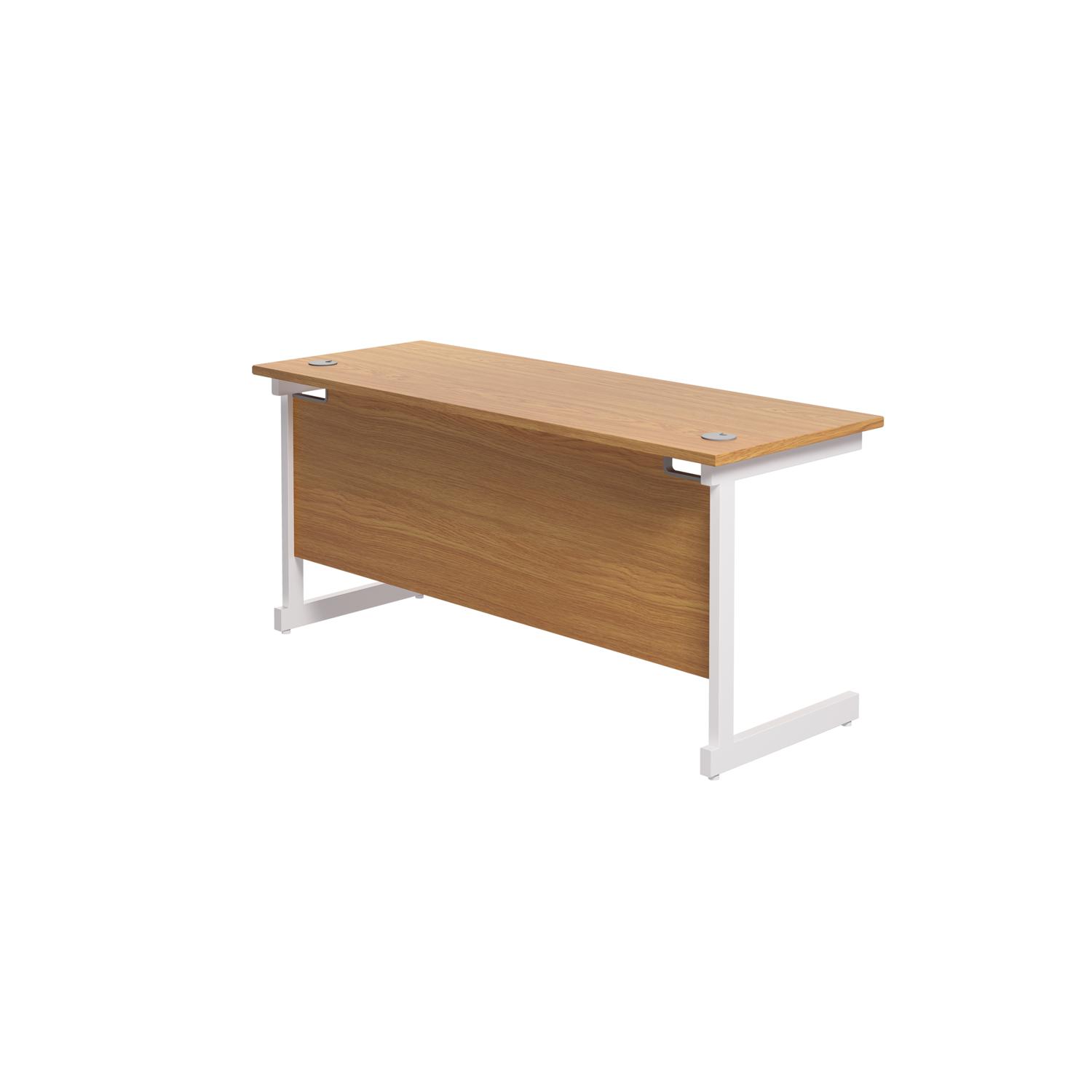 Single Upright Rectangular Desk: 600mm Deep  1600 X 600 Nova Oak/White