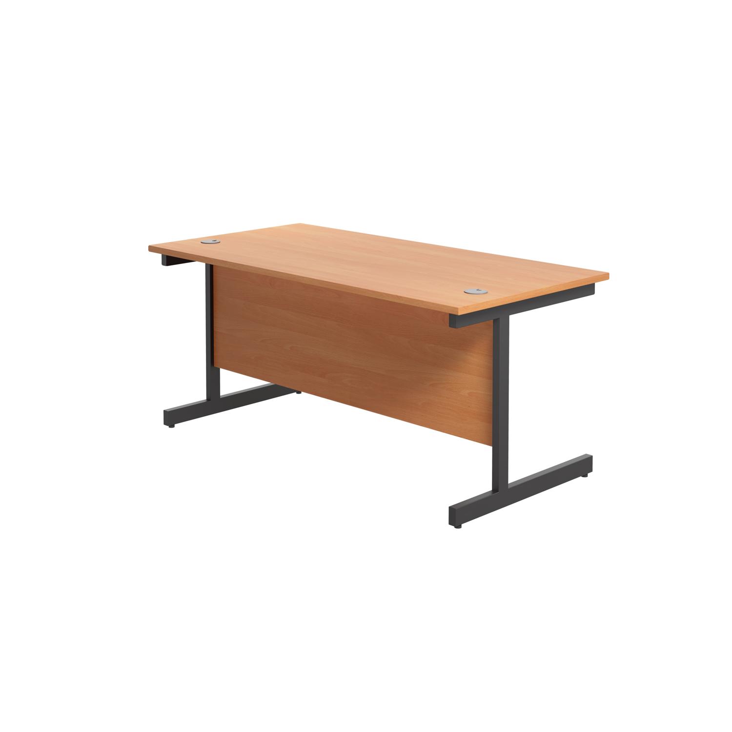 Single Upright Rectangular Desk: 800mm Deep  1600 X 800 Beech/Black