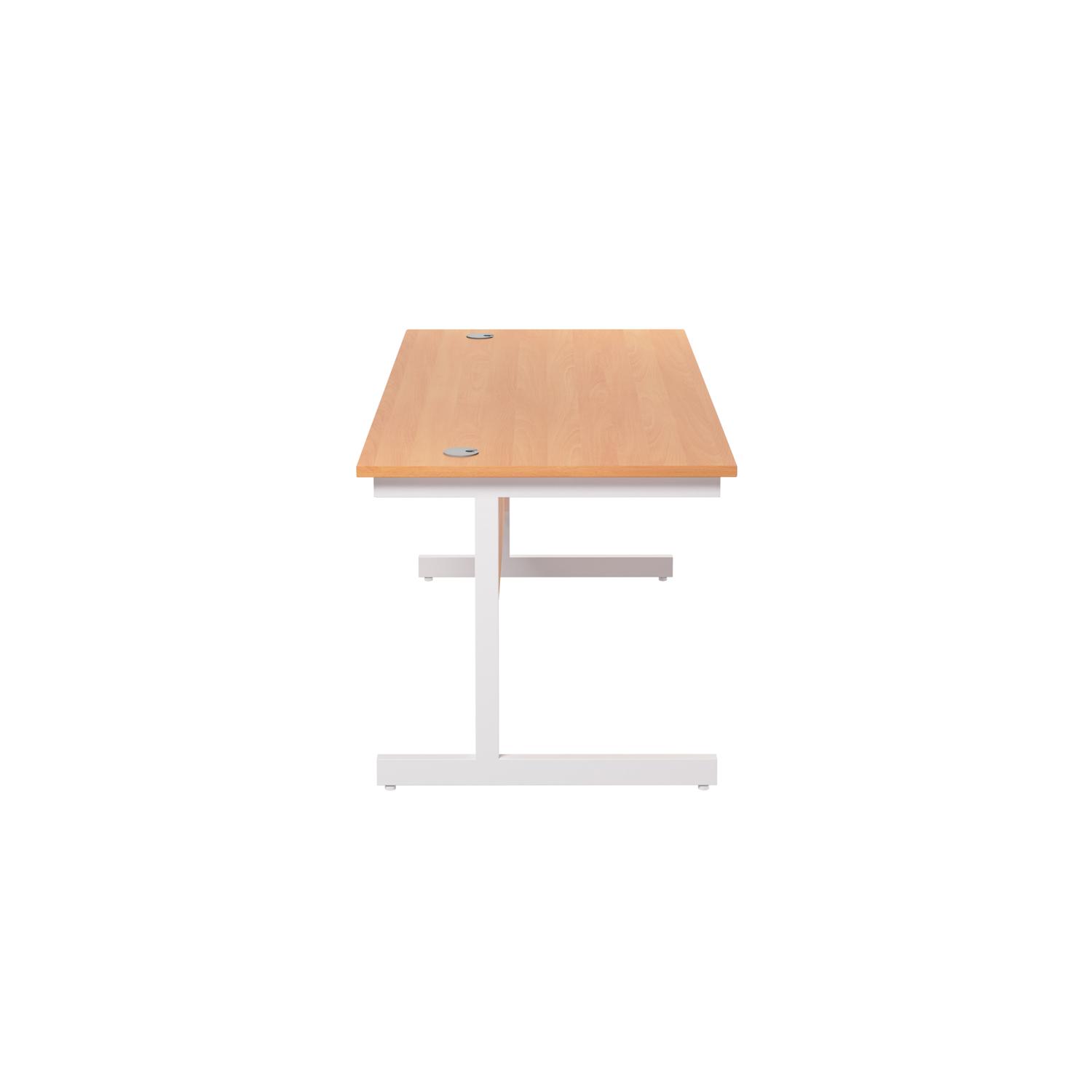 Single Upright Rectangular Desk: 800mm Deep  1600 X 800 Beech/White