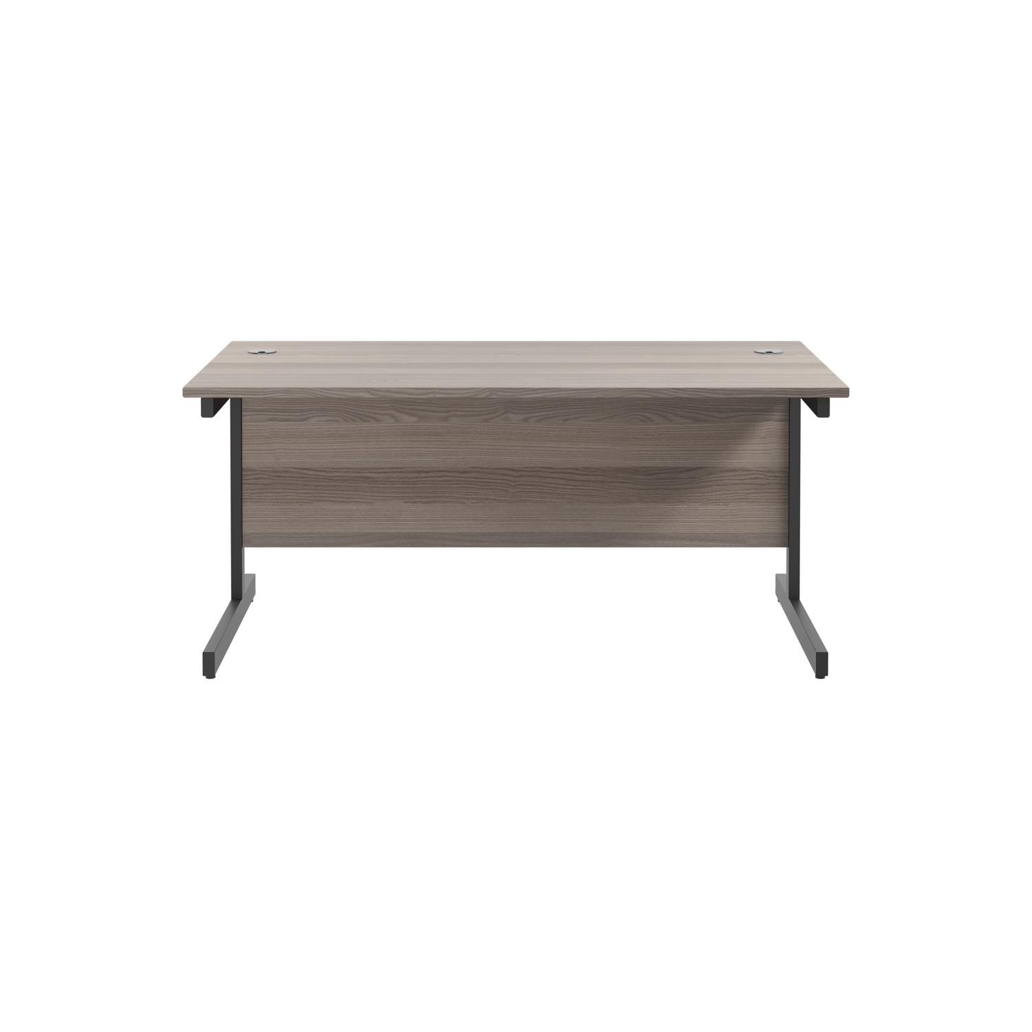 Single Upright Rectangular Desk: 800mm Deep  1600 X 800 Grey Oak/Black