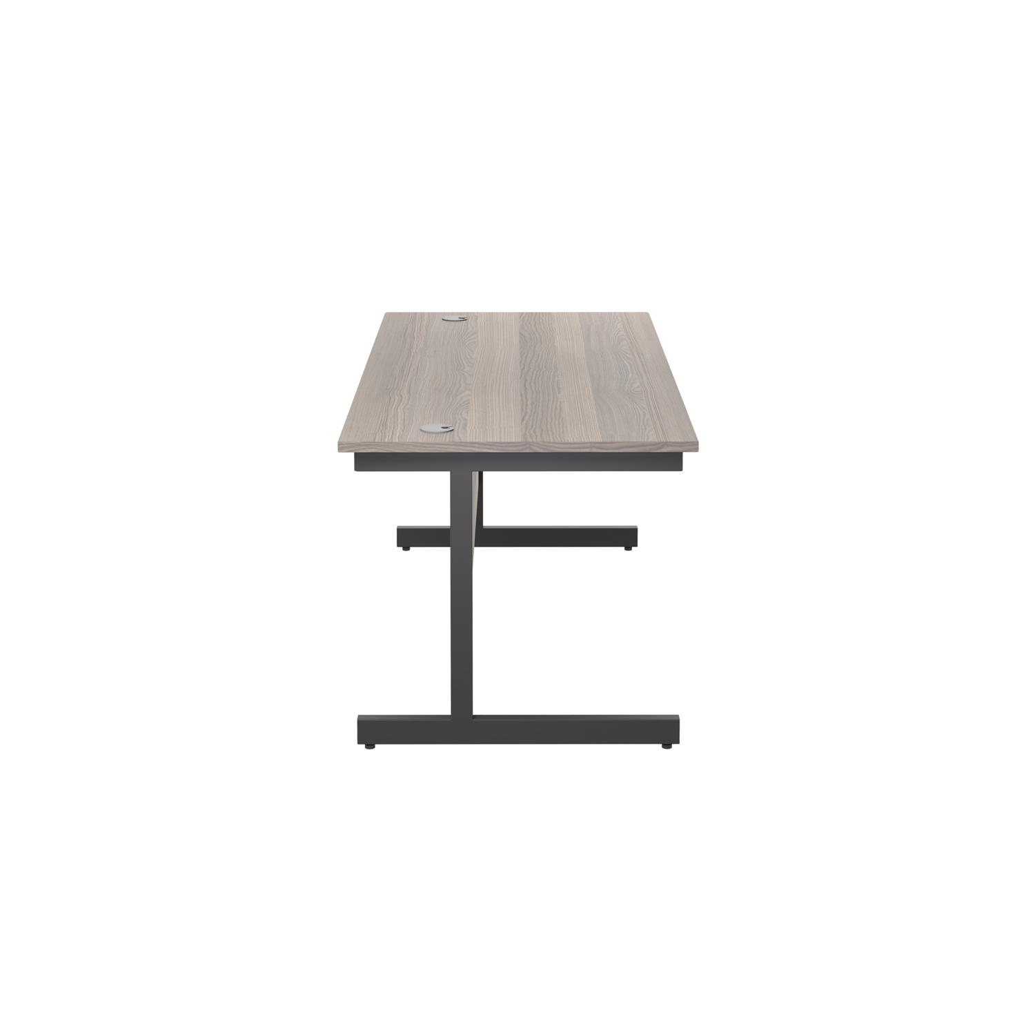 Single Upright Rectangular Desk: 800mm Deep  1600 X 800 Grey Oak/Black