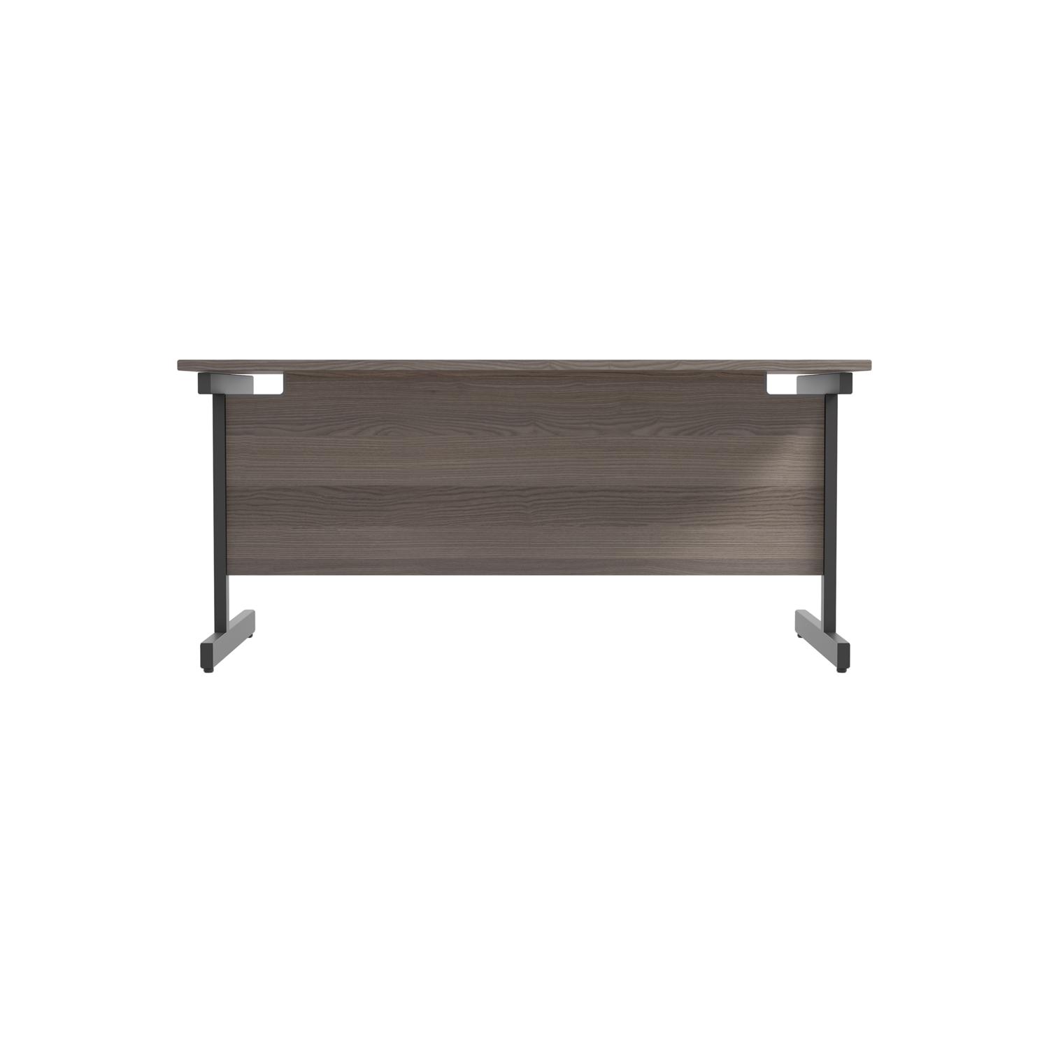 Single Upright Rectangular Desk: 800mm Deep  1600 X 800 Grey Oak/Black