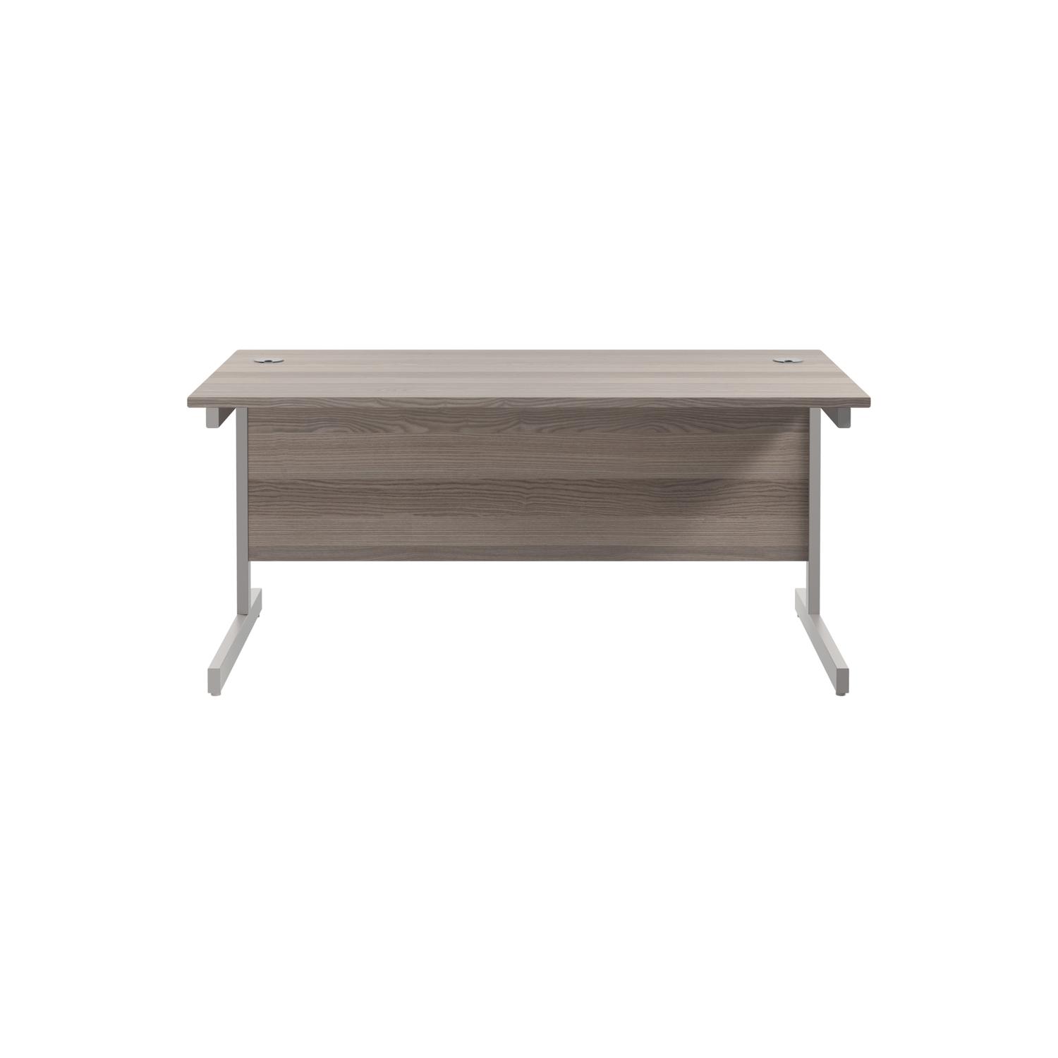 Single Upright Rectangular Desk: 800mm Deep 1600 X 800 Grey Oak/Silver Single Upright Rectangular Desk: 800mm Deep 1600 X 800 Grey Oak/Silver