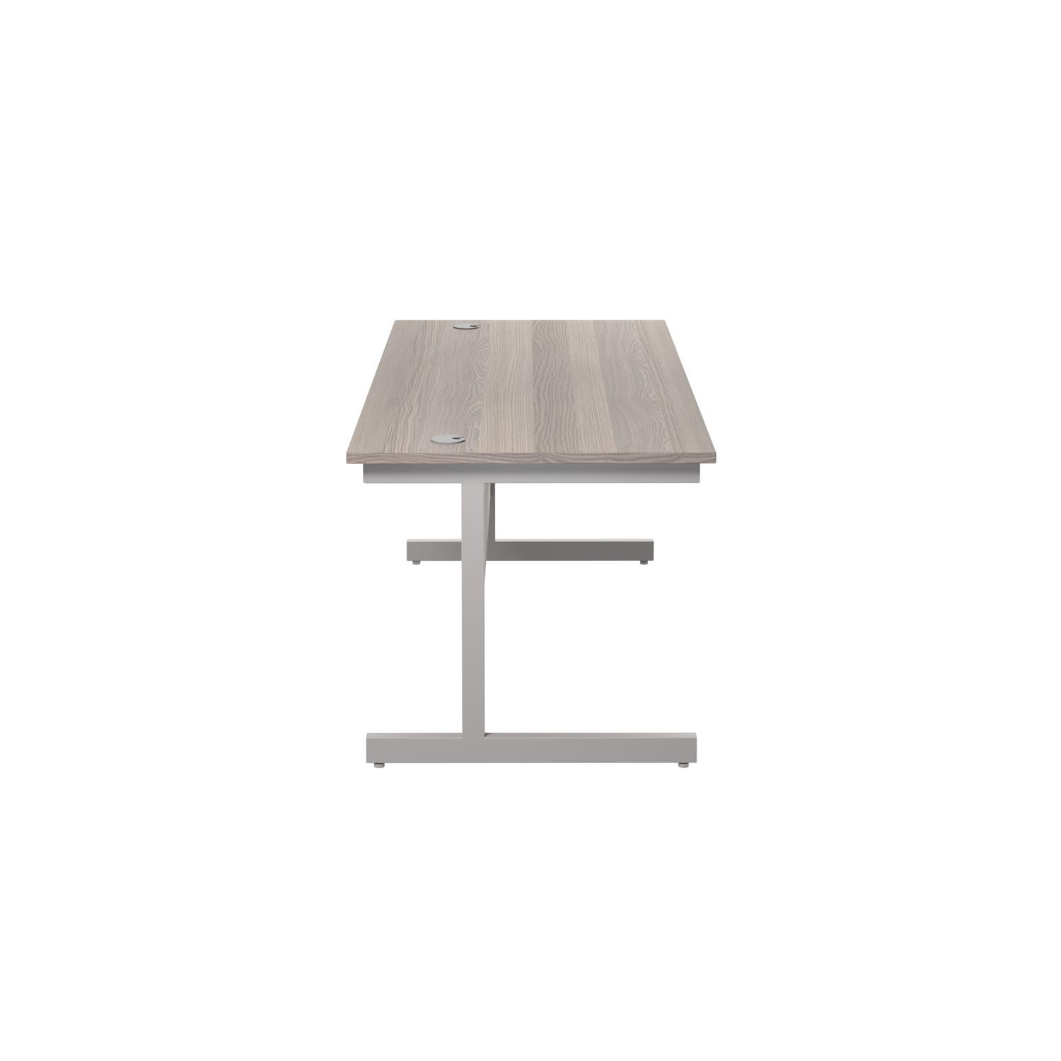 Single Upright Rectangular Desk: 800mm Deep 1600 X 800 Grey Oak/Silver Single Upright Rectangular Desk: 800mm Deep 1600 X 800 Grey Oak/Silver
