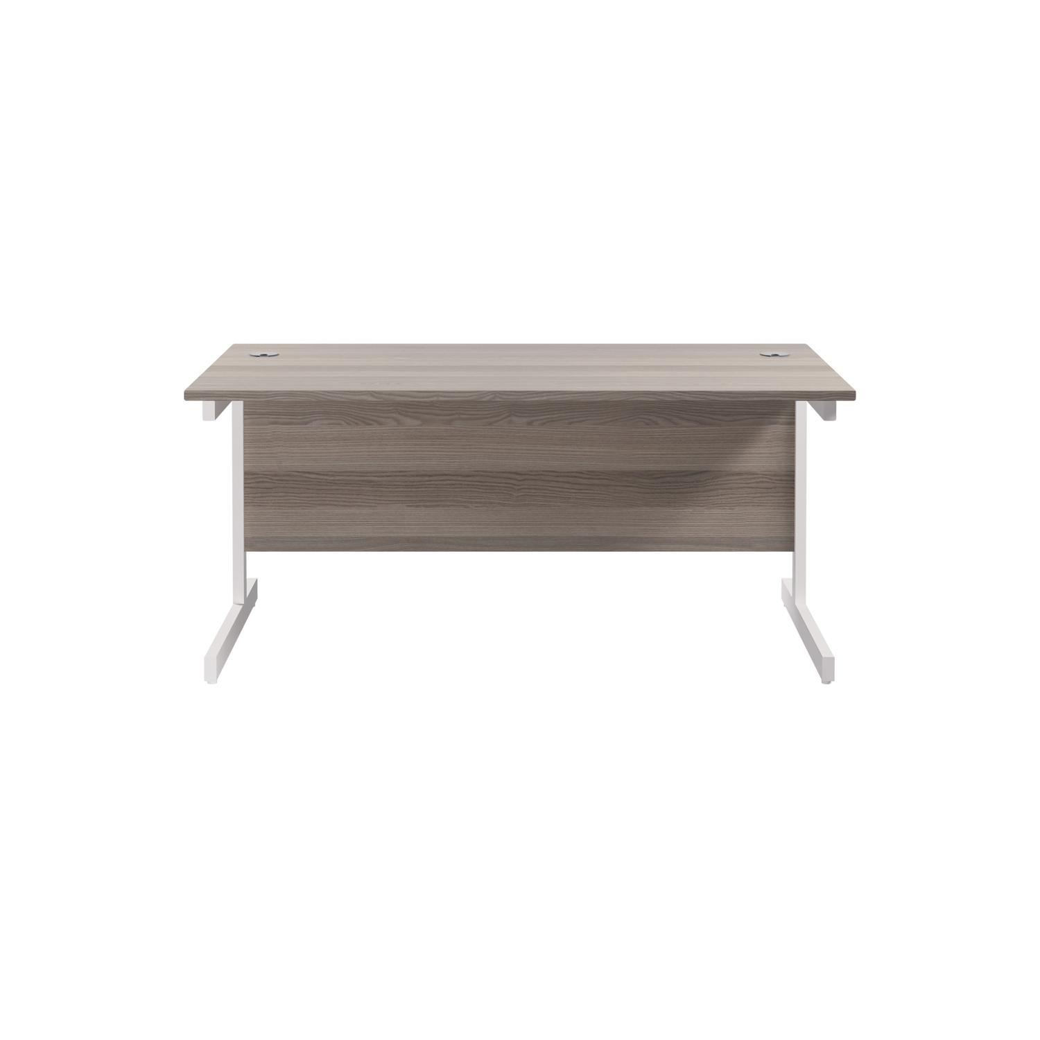 Single Upright Rectangular Desk: 800mm Deep 1600 X 800 Grey Oak/White Single Upright Rectangular Desk: 800mm Deep 1600 X 800 Grey Oak/White