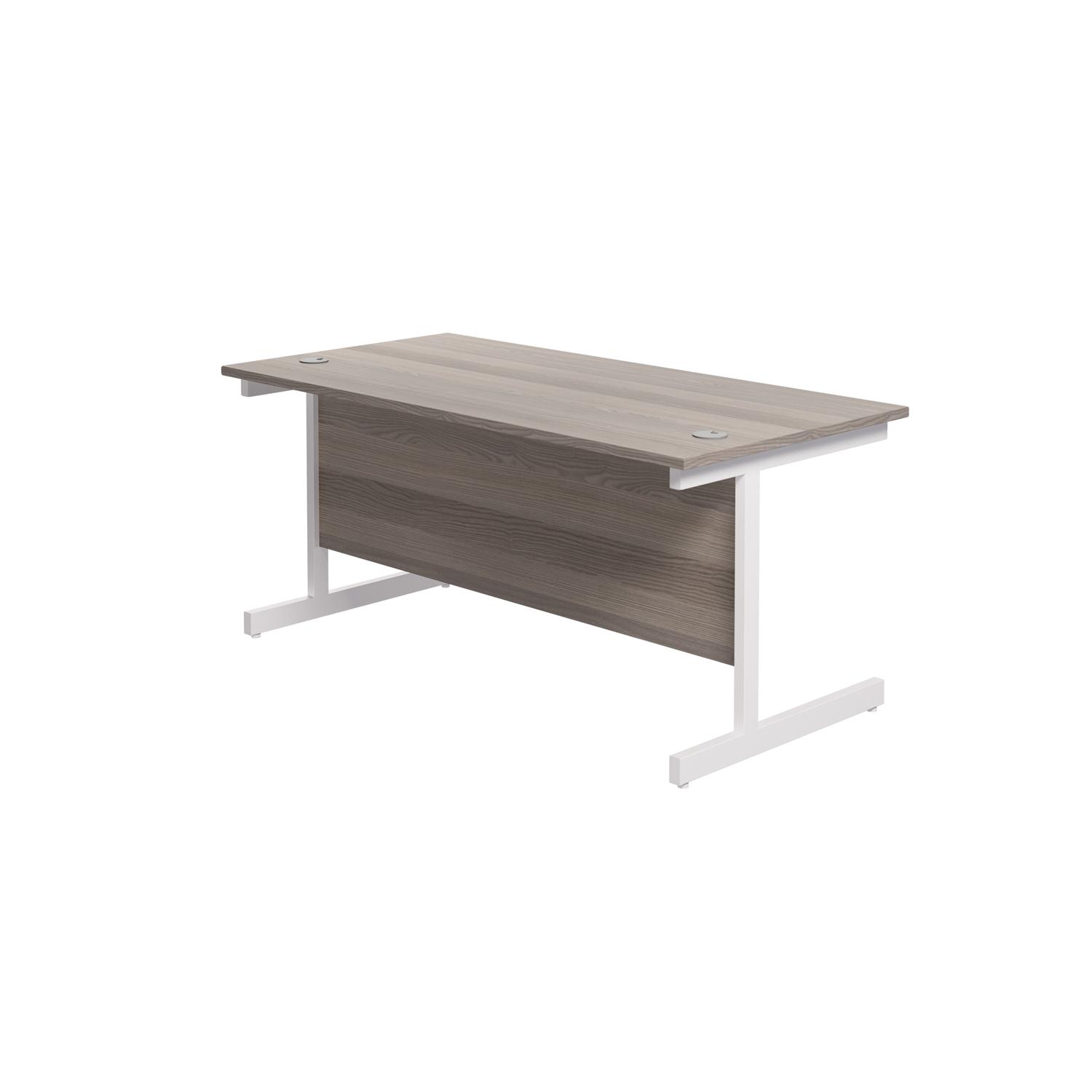 Single Upright Rectangular Desk: 800mm Deep 1600 X 800 Grey Oak/White Single Upright Rectangular Desk: 800mm Deep 1600 X 800 Grey Oak/White