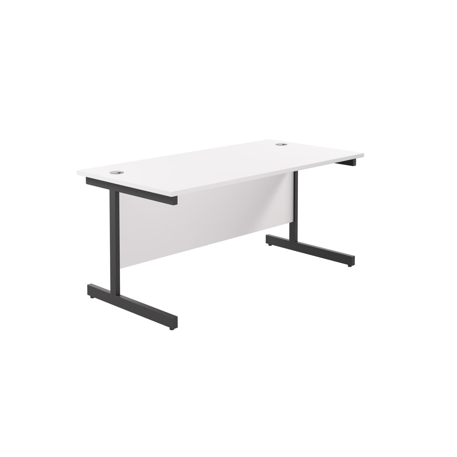 Single Upright Rectangular Desk: 800mm Deep  1600 X 800 White/Black