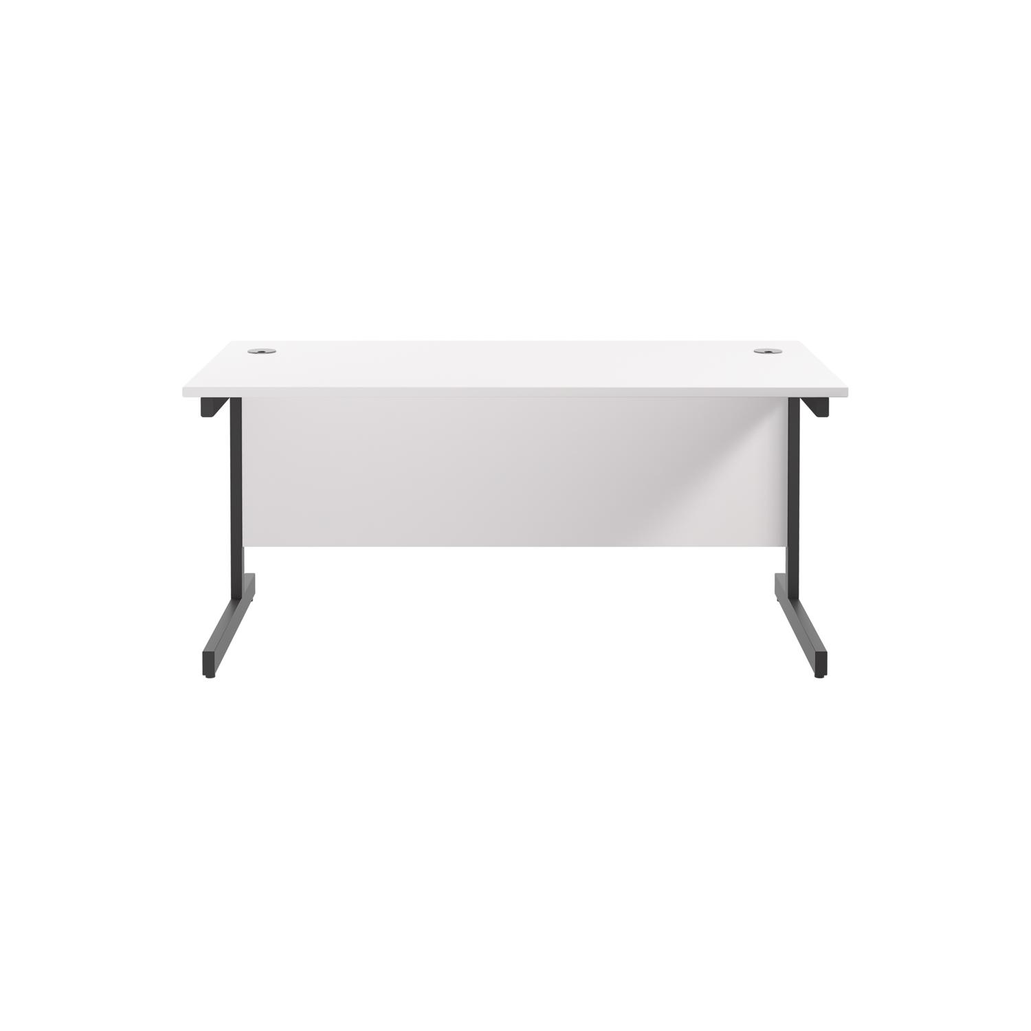 Single Upright Rectangular Desk: 800mm Deep  1600 X 800 White/Black