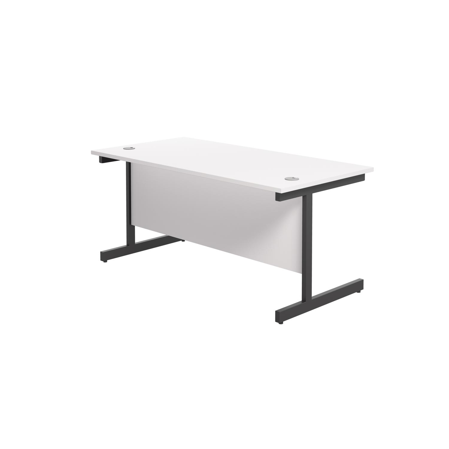 Single Upright Rectangular Desk: 800mm Deep  1600 X 800 White/Black