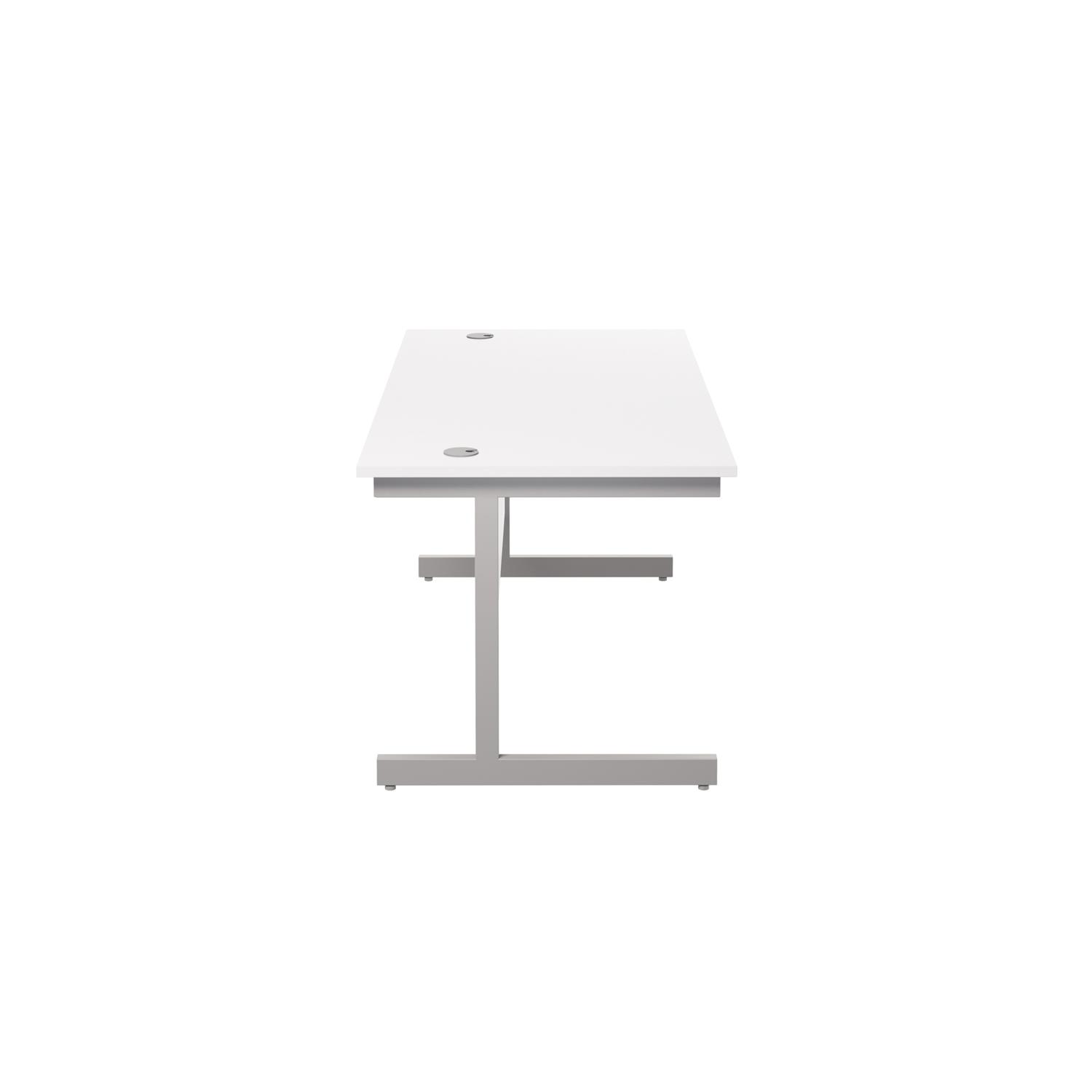 Single Upright Rectangular Desk: 800mm Deep 1600 X 800 White/Silver Single Upright Rectangular Desk: 800mm Deep 1600 X 800 White/Silver