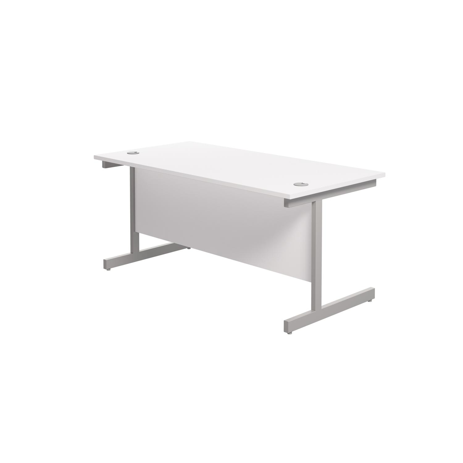 Single Upright Rectangular Desk: 800mm Deep 1600 X 800 White/Silver Single Upright Rectangular Desk: 800mm Deep 1600 X 800 White/Silver