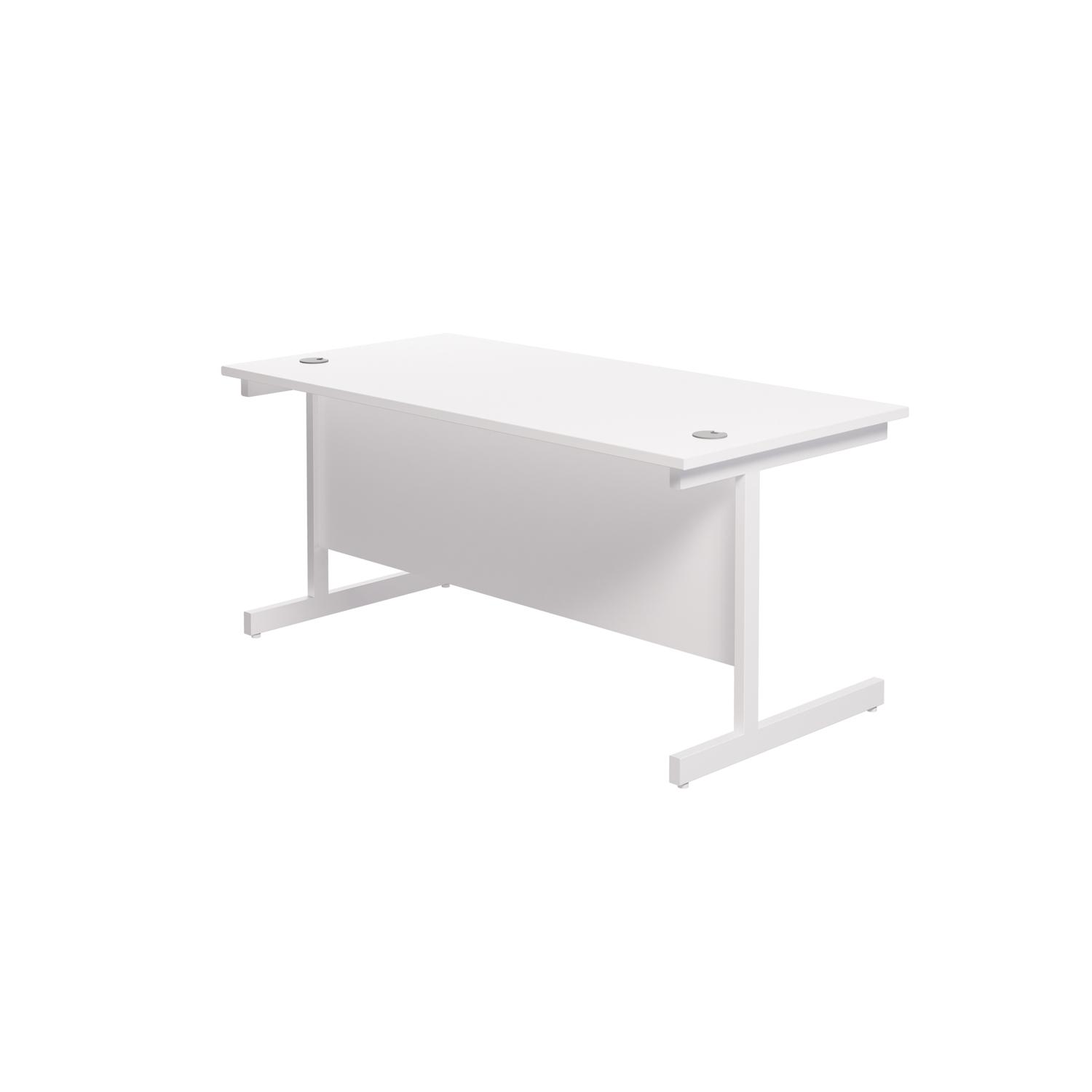 Single Upright Rectangular Desk: 800mm Deep 1600 X 800 White/White Single Upright Rectangular Desk: 800mm Deep 1600 X 800 White/White