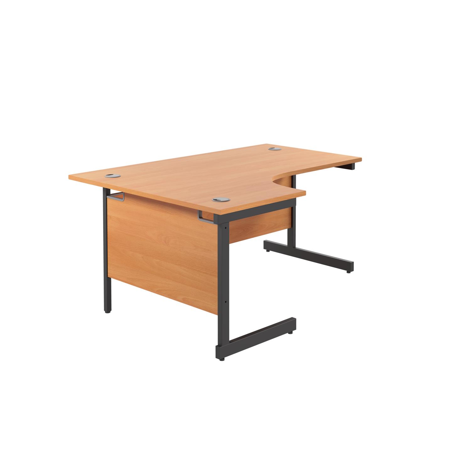 Single Upright Left Hand Radial Desk  1800 X 1200 Beech/Black