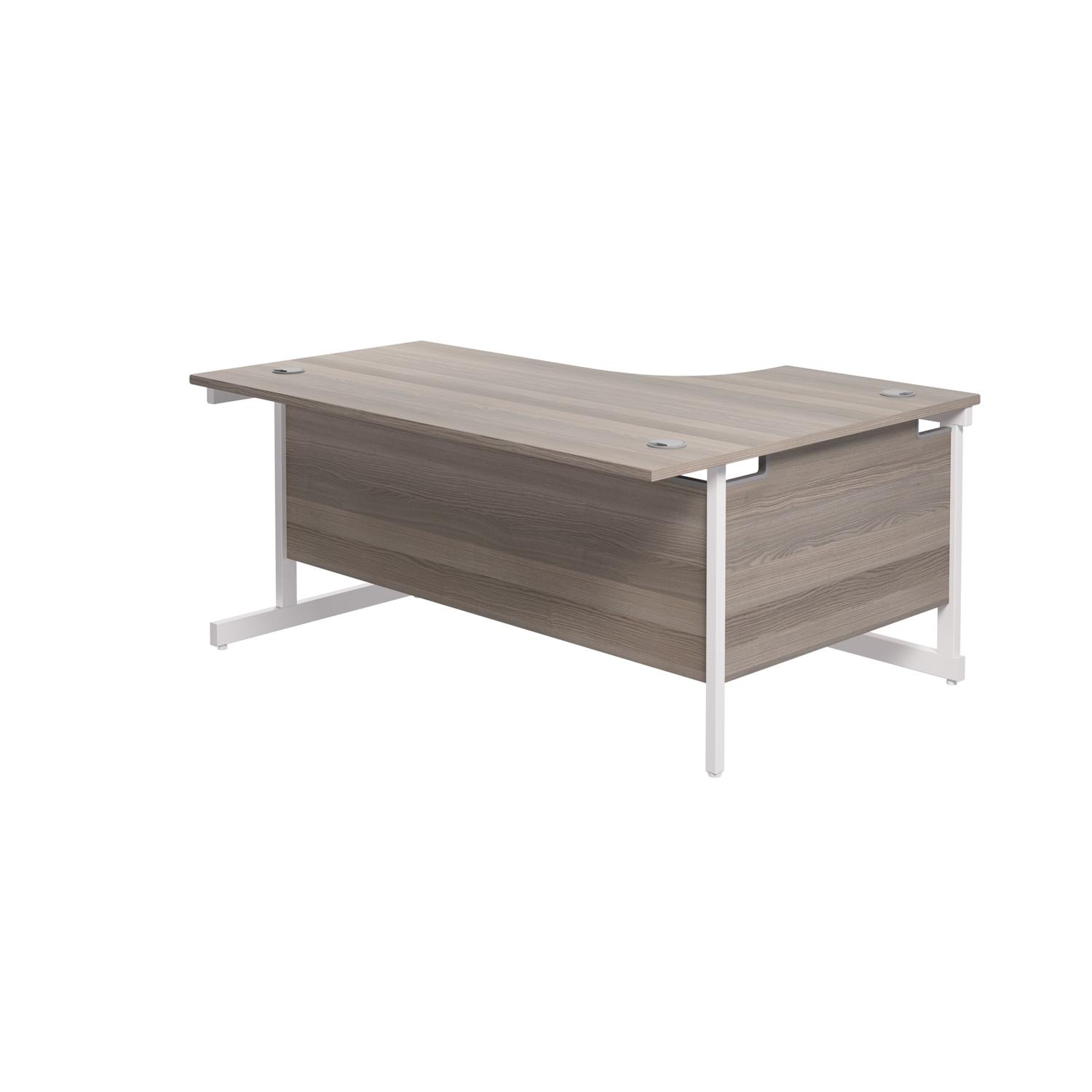 Single Upright Left Hand Radial Desk 1800 X 1200 Grey Oak/White Single Upright Left Hand Radial Desk 1800 X 1200 Grey Oak/White