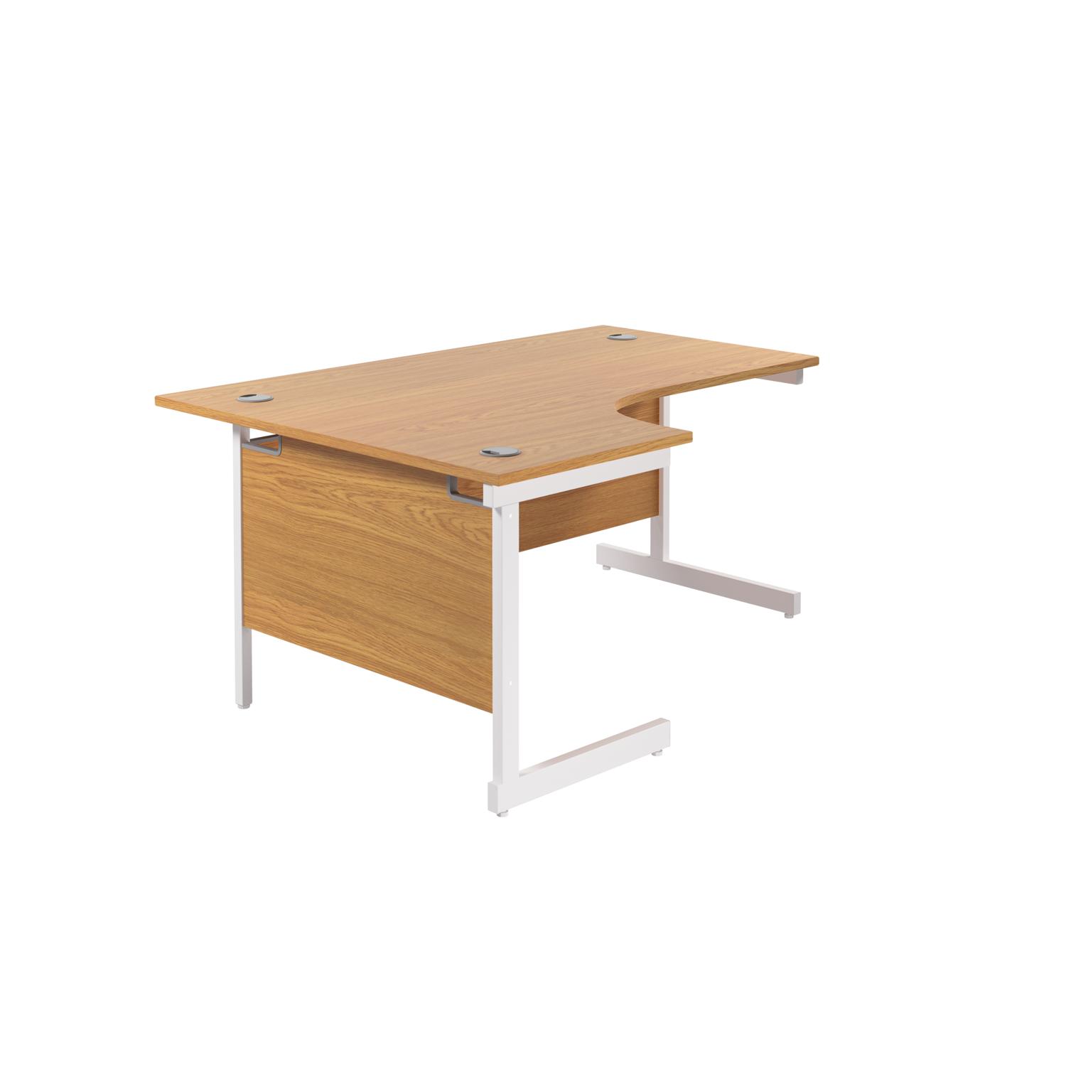 Single Upright Left Hand Radial Desk  1800 X 1200 Nova Oak/White