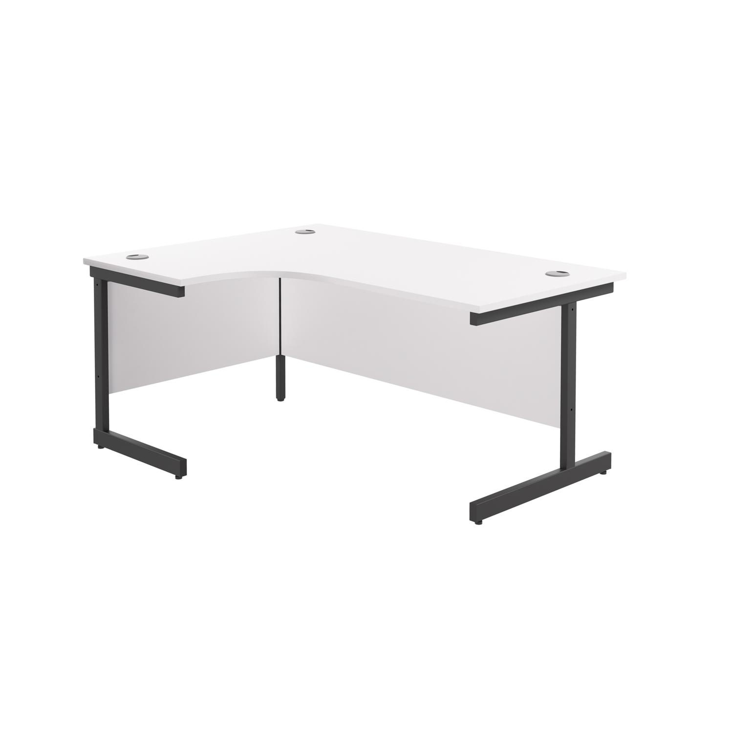 Single Upright Left Hand Radial Desk  1800 X 1200 White/Black
