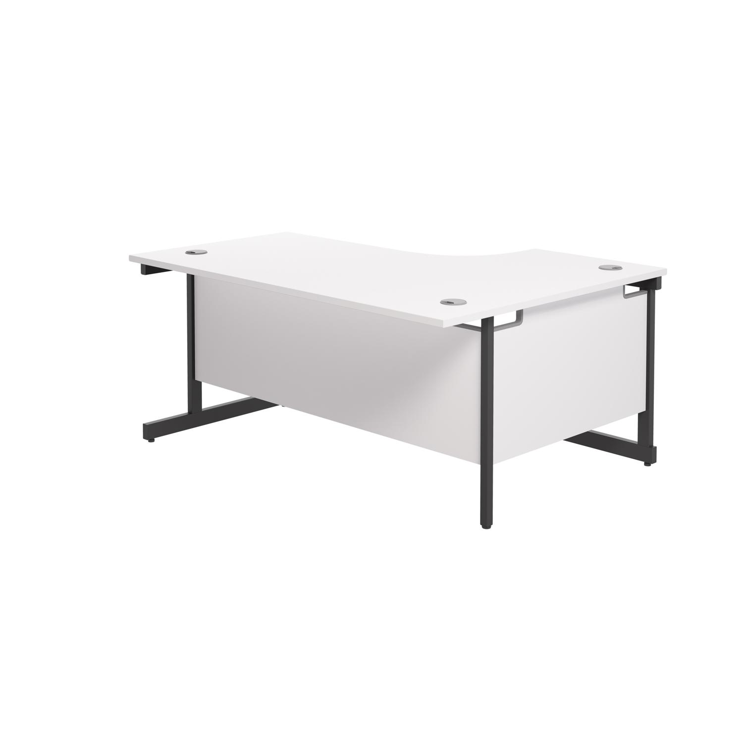 Single Upright Left Hand Radial Desk  1800 X 1200 White/Black