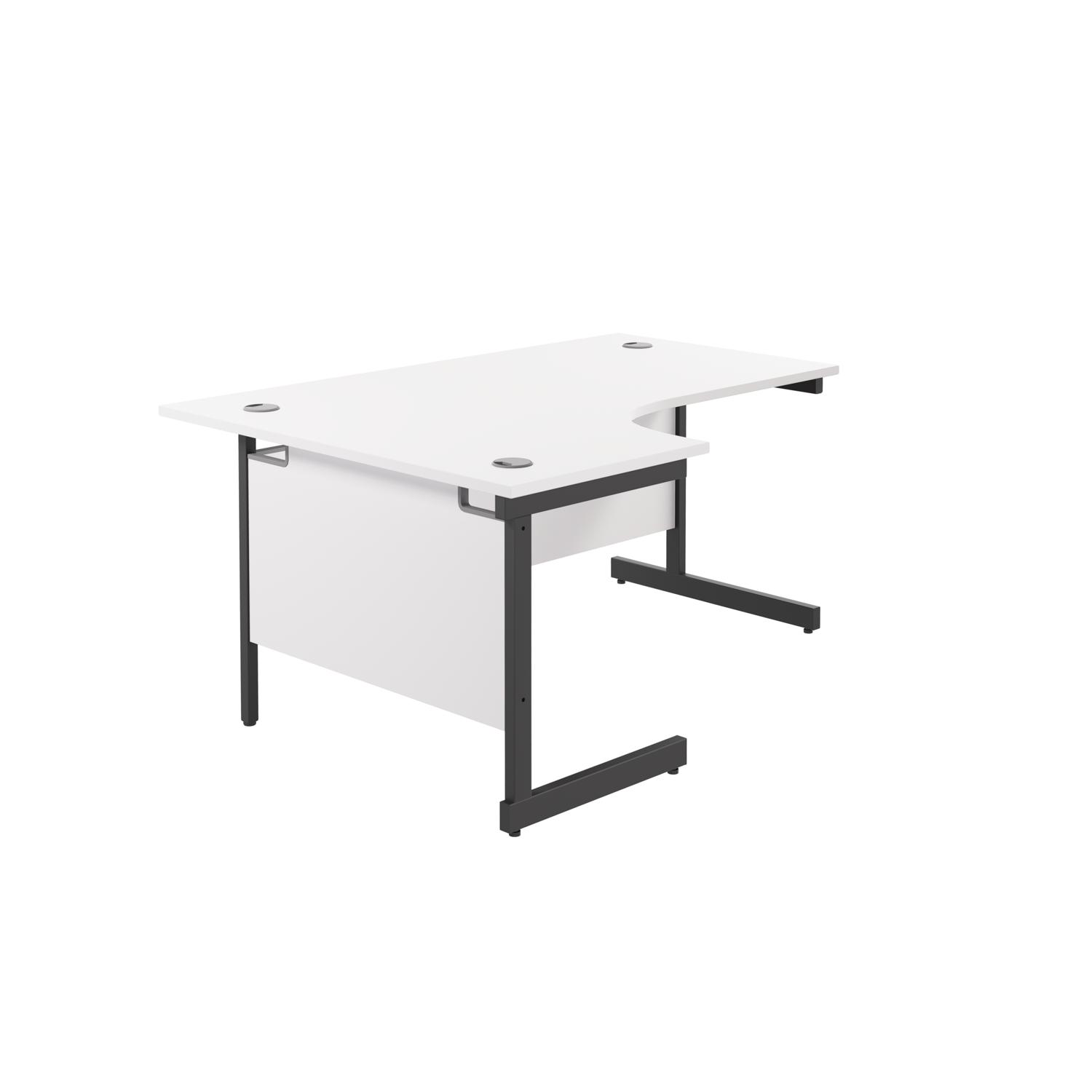 Single Upright Left Hand Radial Desk  1800 X 1200 White/Black