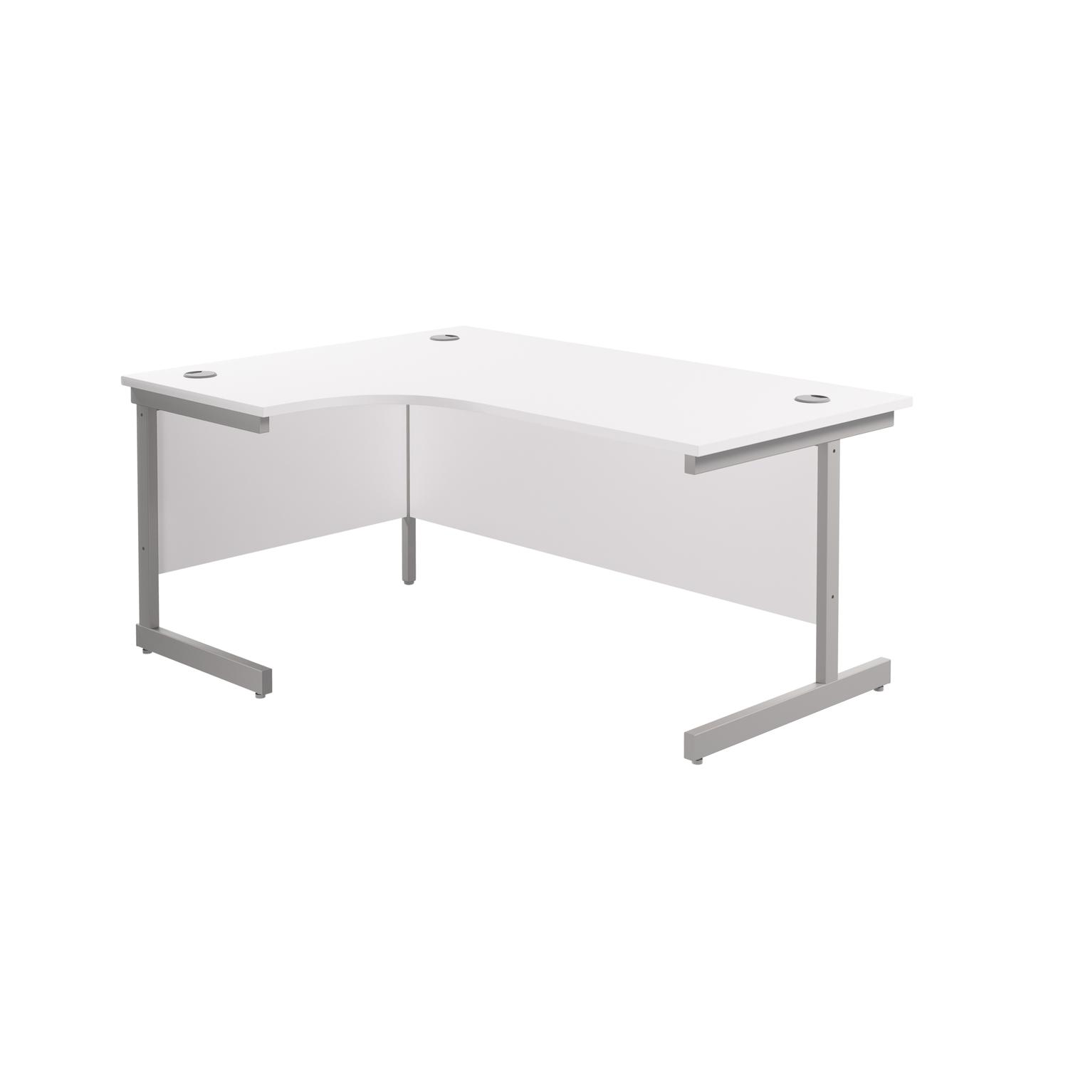 Single Upright Left Hand Radial Desk  1800 X 1200 White/Silver