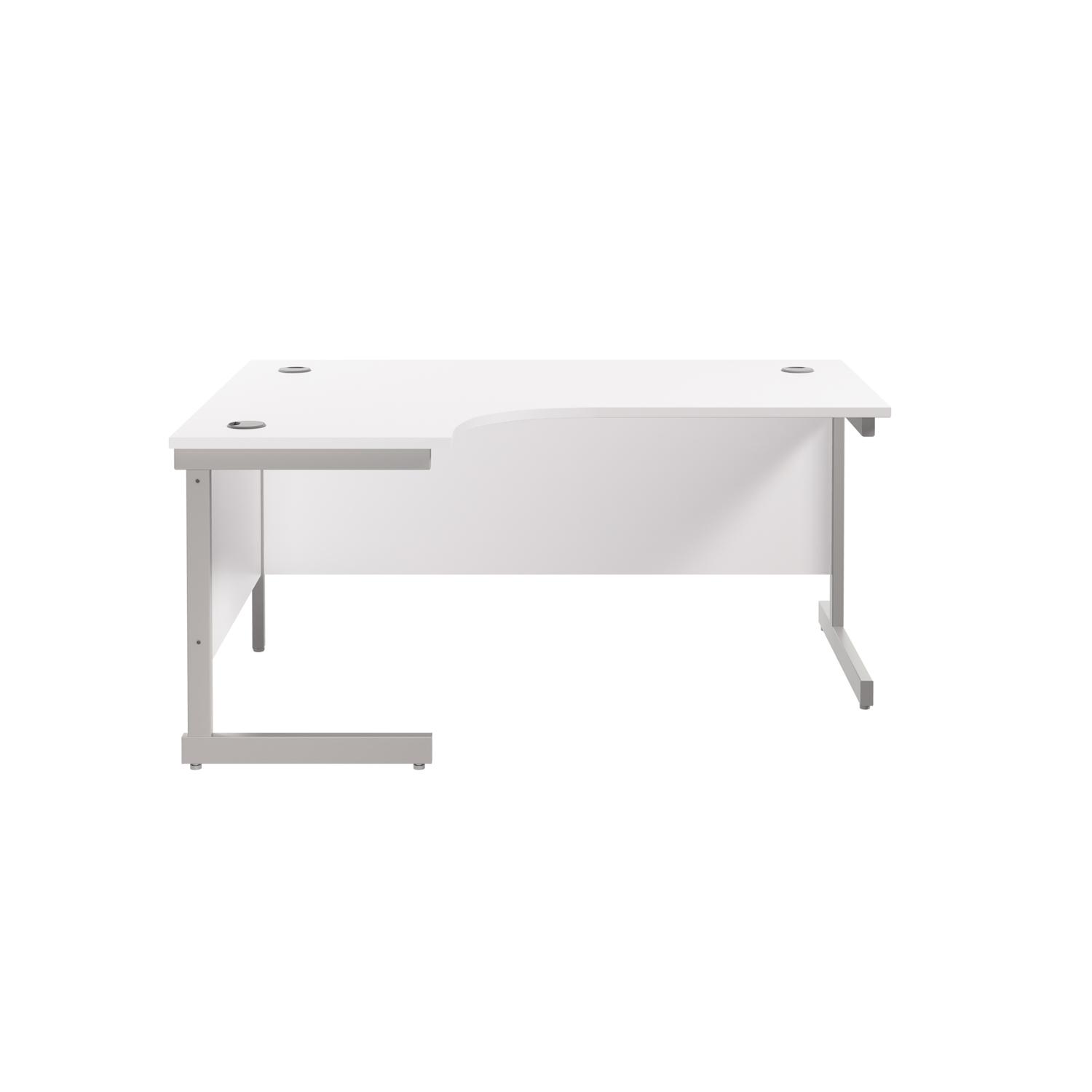 Single Upright Left Hand Radial Desk  1800 X 1200 White/Silver