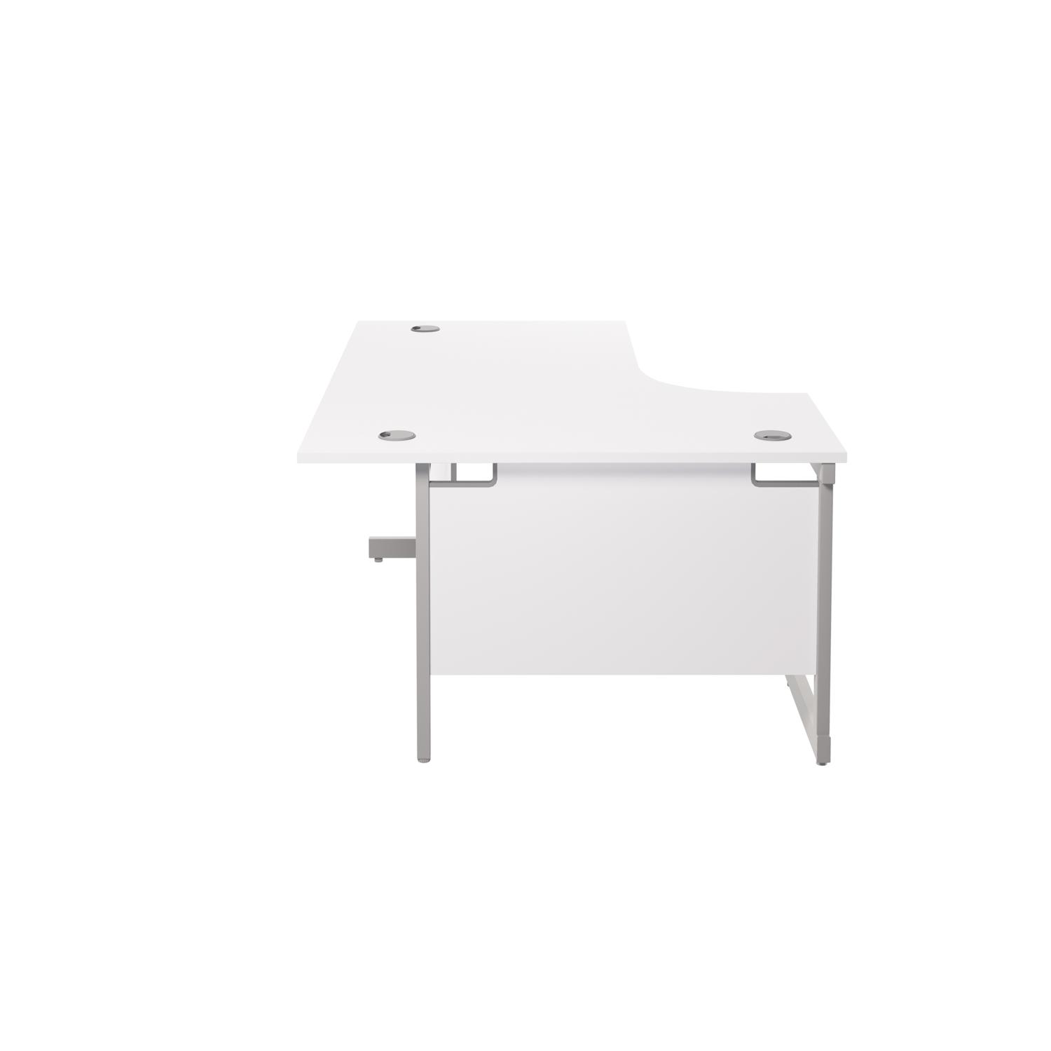 Single Upright Left Hand Radial Desk  1800 X 1200 White/Silver
