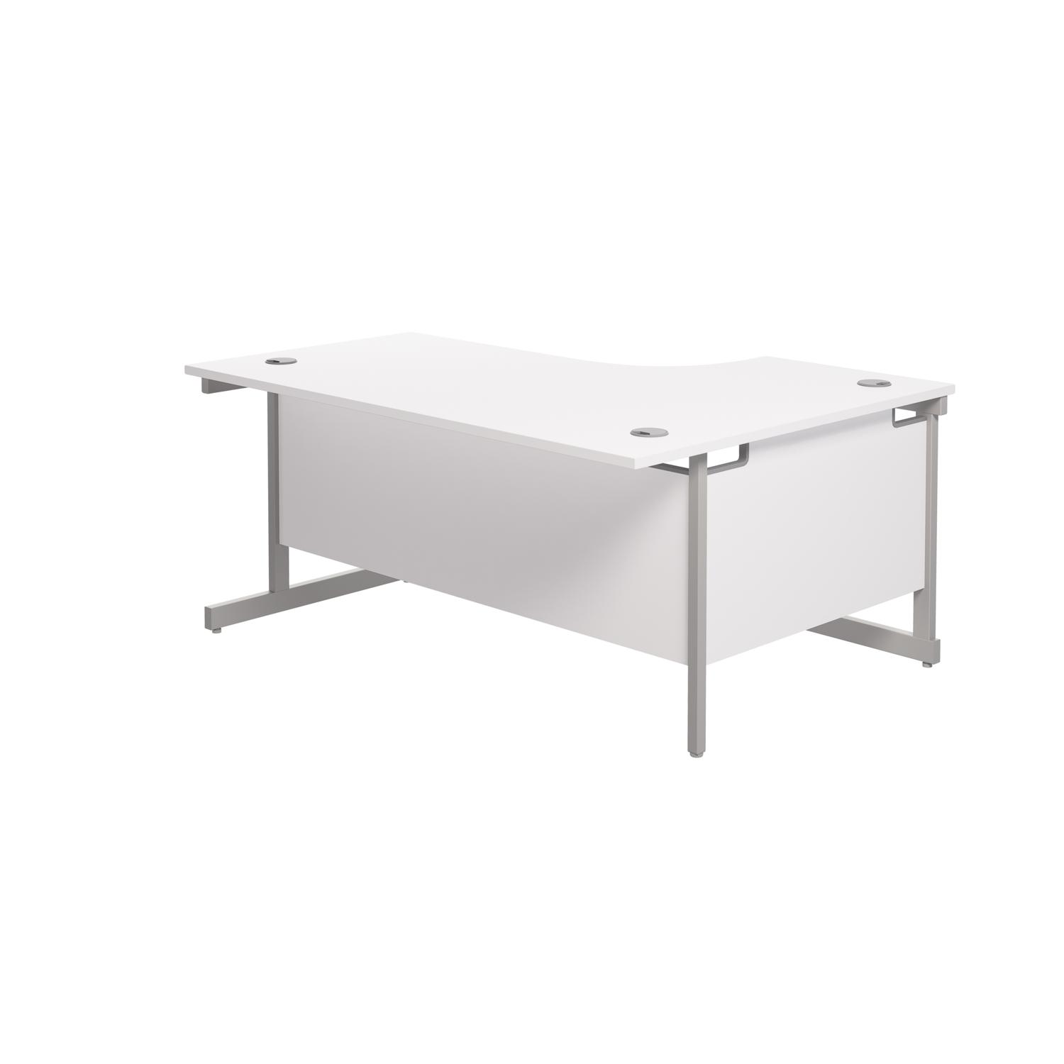 Single Upright Left Hand Radial Desk  1800 X 1200 White/Silver